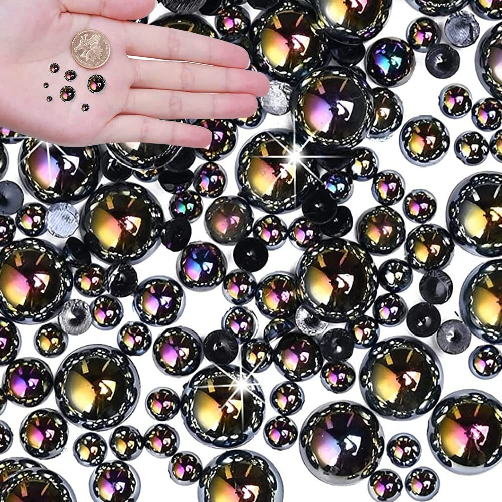 5700 Pcs Ab Half Pearls For Crafts,Nail Pearls For Nails Art For Crafting Diy Accessory,Flatback Pearls Gems For Makeup,Black Neatly Organized Craft Pearls For Artists Creative (2/3/4/5/6/8/10Mm)