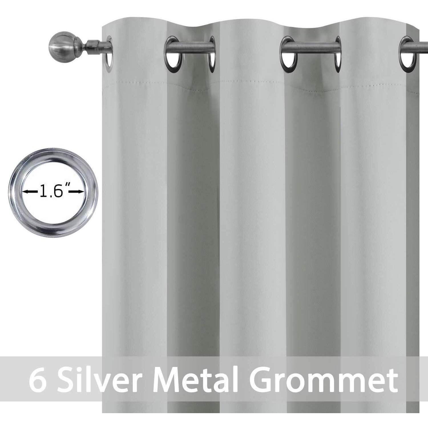 Yakamok Blackout Curtains For Bedroom,Grommet Thermal Insulated Room Darkening Curtains For Living Room, Set Of 2 Panels (38 X 84Inch, Light Grey)