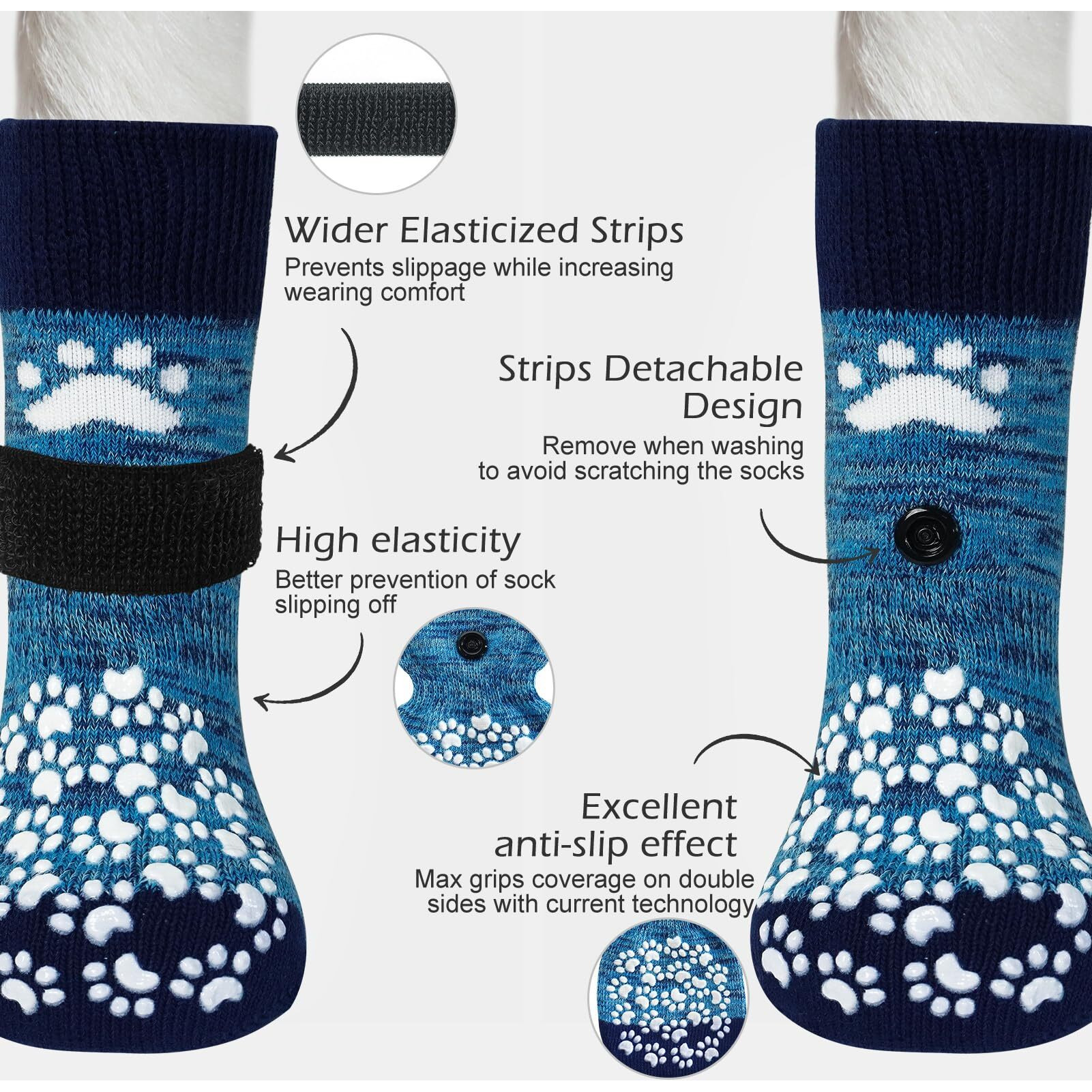 Expawlorer Anti Slip Dog Socks To Prevent Licking Paws, Dog Shoes For Hot Pavement, Dog Booties For Small Medium Large Senior Dogs, Traction Control Boots & Paw Protectors For Hardwood Floors
