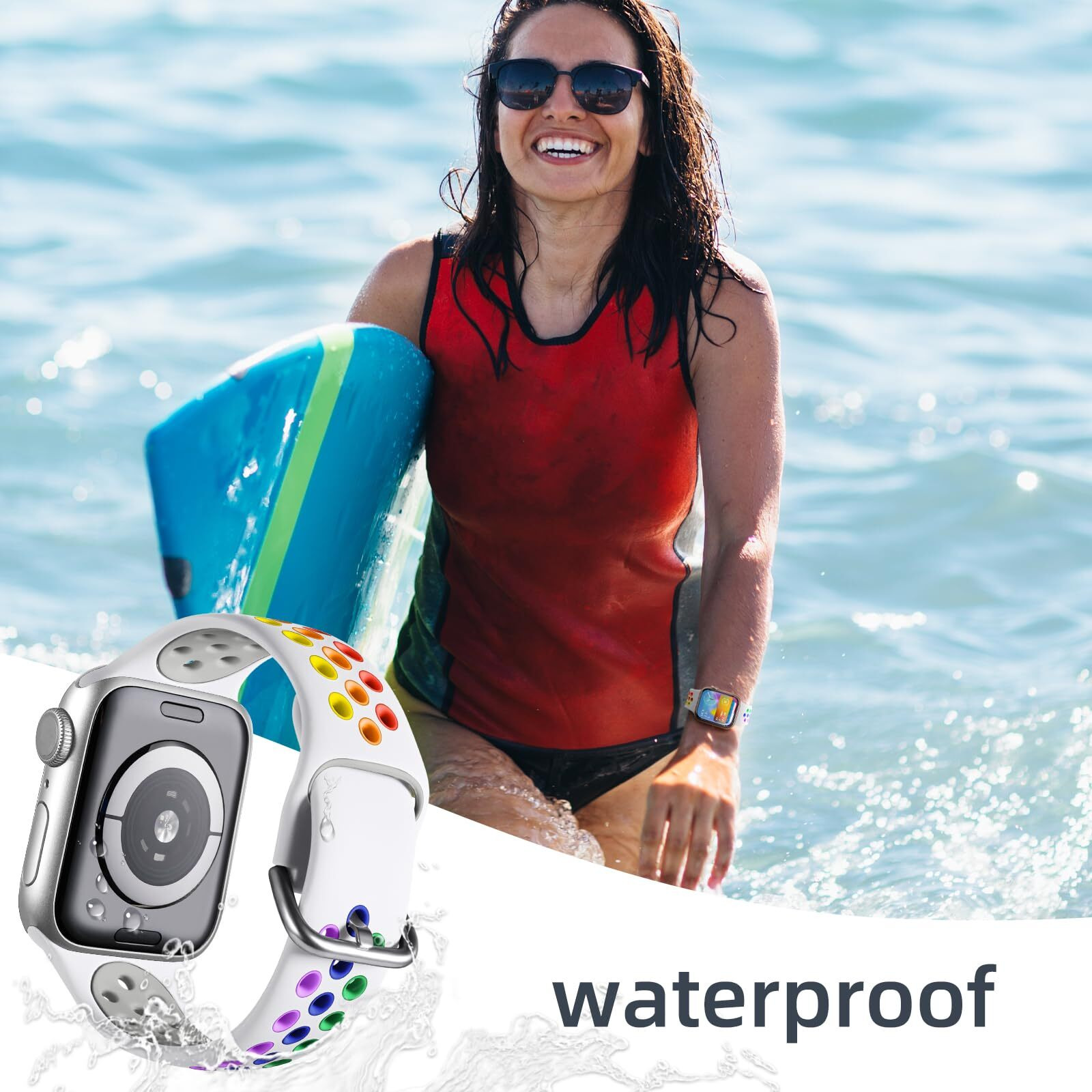 Sport Band Compatible With Apple Watch 38Mm 40Mm 41Mm 42Mm 44Mm 45Mm 46Mm 49Mm For Women Men, Breathable Soft Silicone Replacement Strap For Iwatch Ultra 2/ Ultra Se Series 10 9 8 7 6 5 4 3 2 1