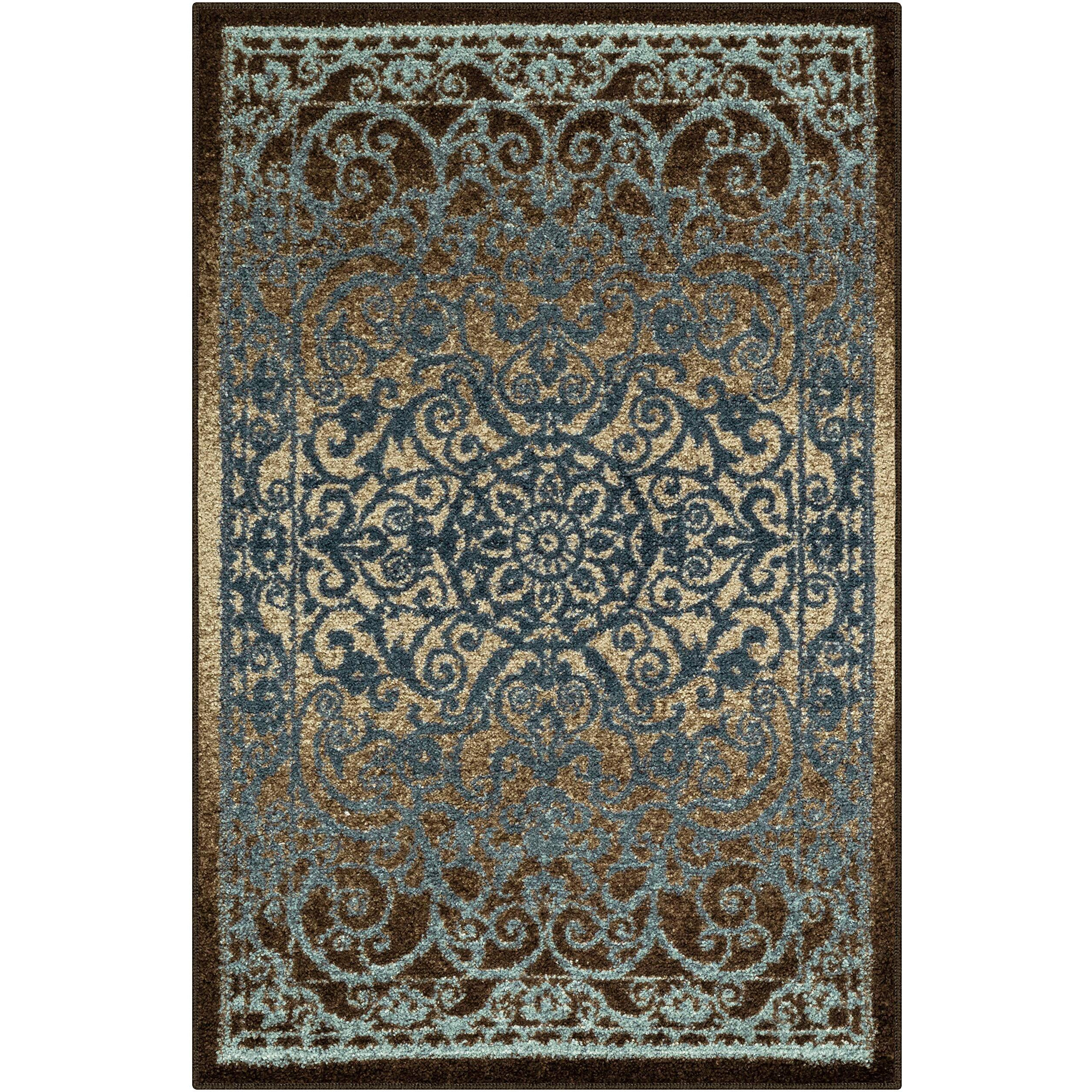 Maples Rugs Pelham Vintage Kitchen Rugs Non Skid Accent Area Carpet Made In Usa], 26 X 310, Bluewalnut