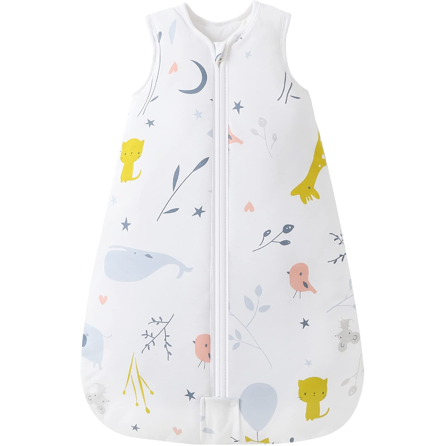 Mosebears Sleep Sack Baby Winter Wearable Blanket With 2-Way Zipper,2.5 Tog Cotton Sleep Sack Unisex (White Animal, 0-6 Months)