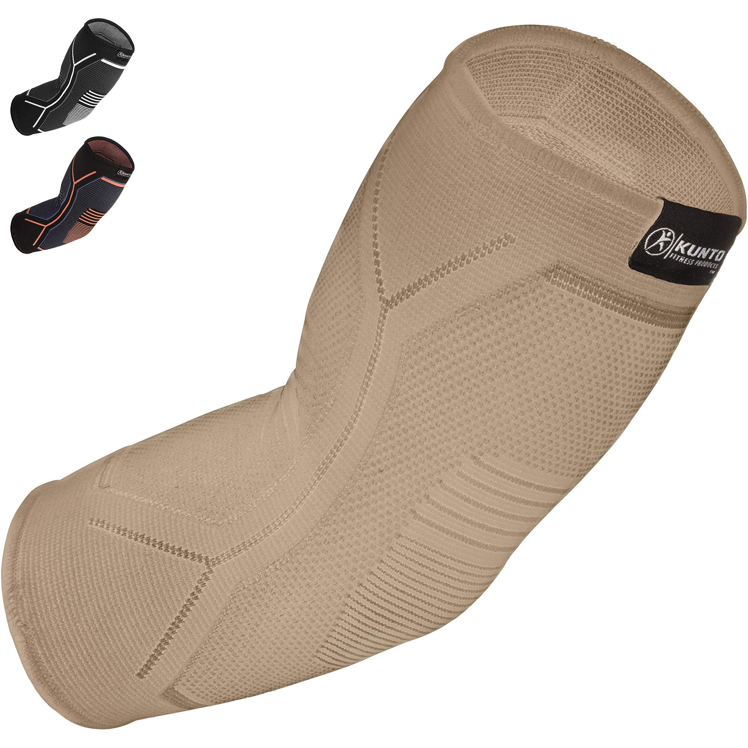 Kunto Fitness Elbow Brace Compression Support Sleeve For Tendonitis, Tennis Elbow, Golf Elbow Treatment - Reduce Joint Pain During Any Activity