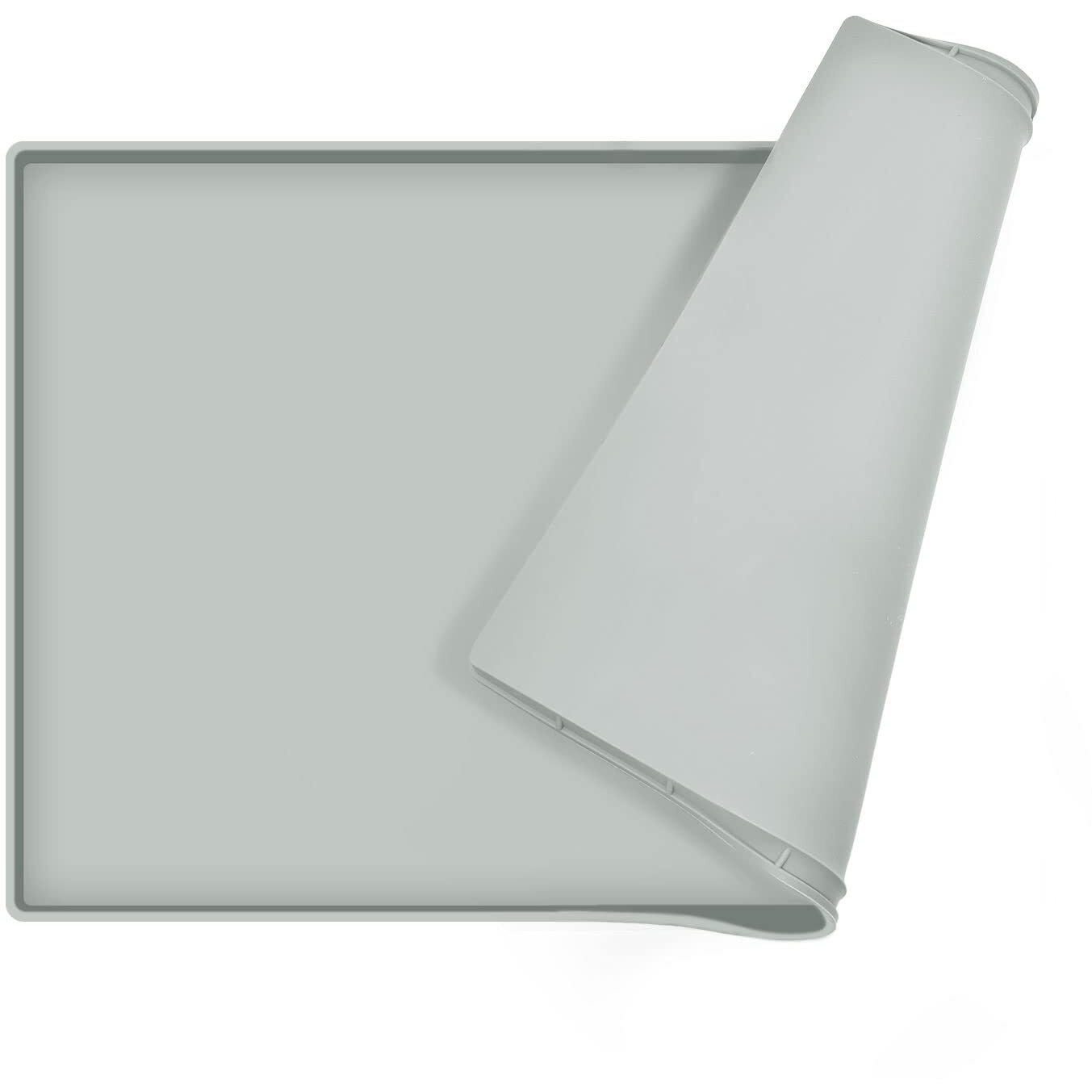 Eiokit Dog Food Mat,Silicone Waterproof Food Tray,Non Slip Pet Bowl Mats Placemat,0.6" Raised Edge,Suitable For Most Small And Medium Sized Pets,18.5" X 11.5"