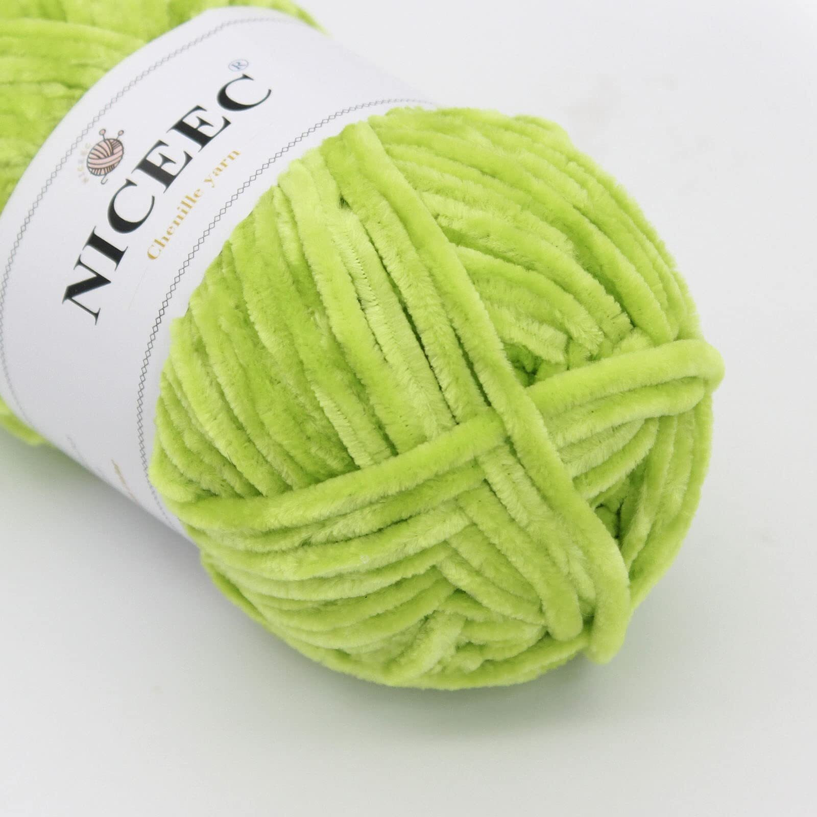 Niceec 3 Skeins Soft Chenille Yarn Blanket Yarn For Knitting Fancy Yarn For Crochet Weaving Diy Craft Total Length 385M (393Yds, 350G)_Spring Green