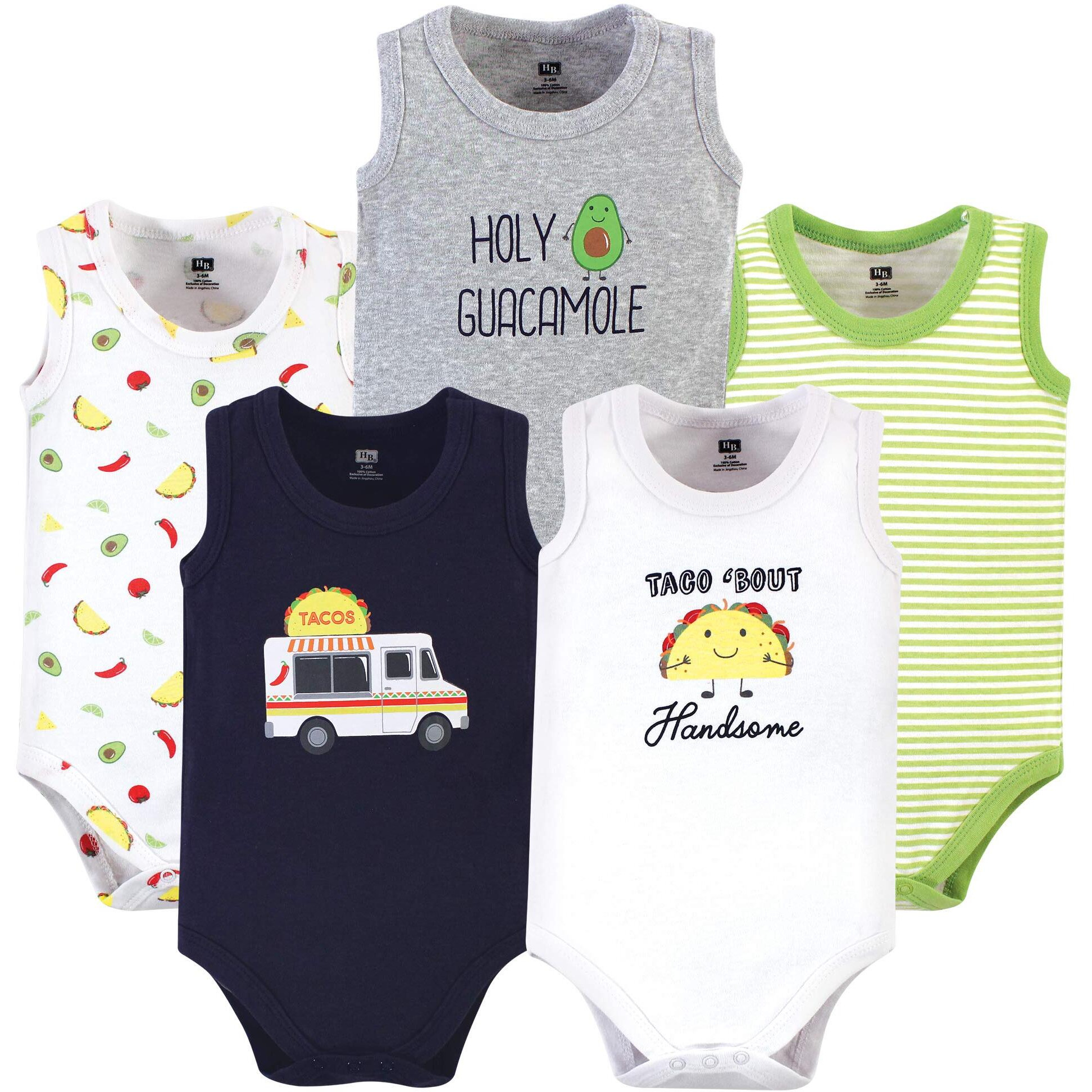Hudson Baby Unisex Baby Cotton Sleeveless Bodysuits, Taco Truck, 0-3 Months