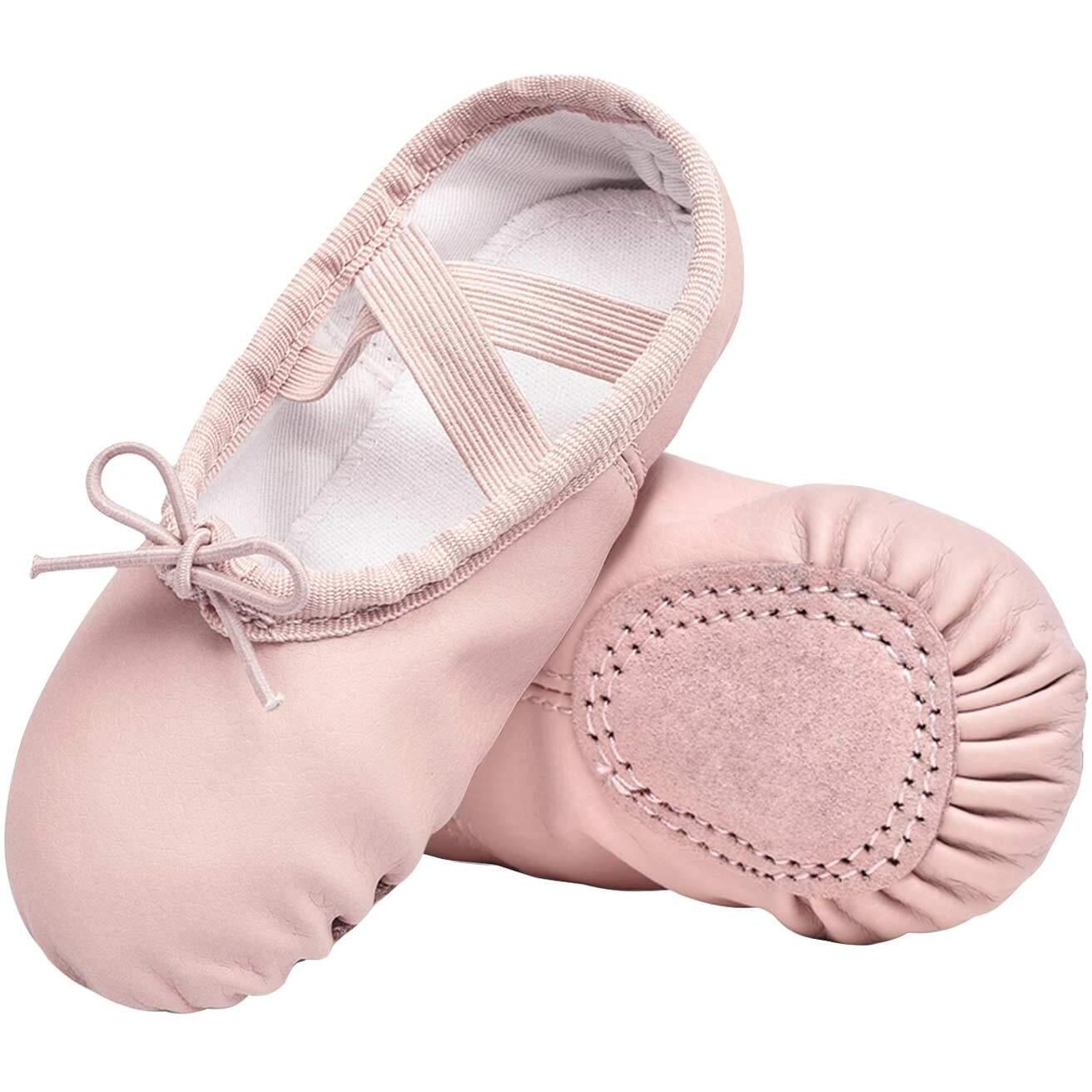 Stelle Girls Ballet Shoes Boys Toddler Soft Leather Dance Slippers For Toddler/Little Kid/Big Kid(Ballet Pink(With Lace), 12Ml)