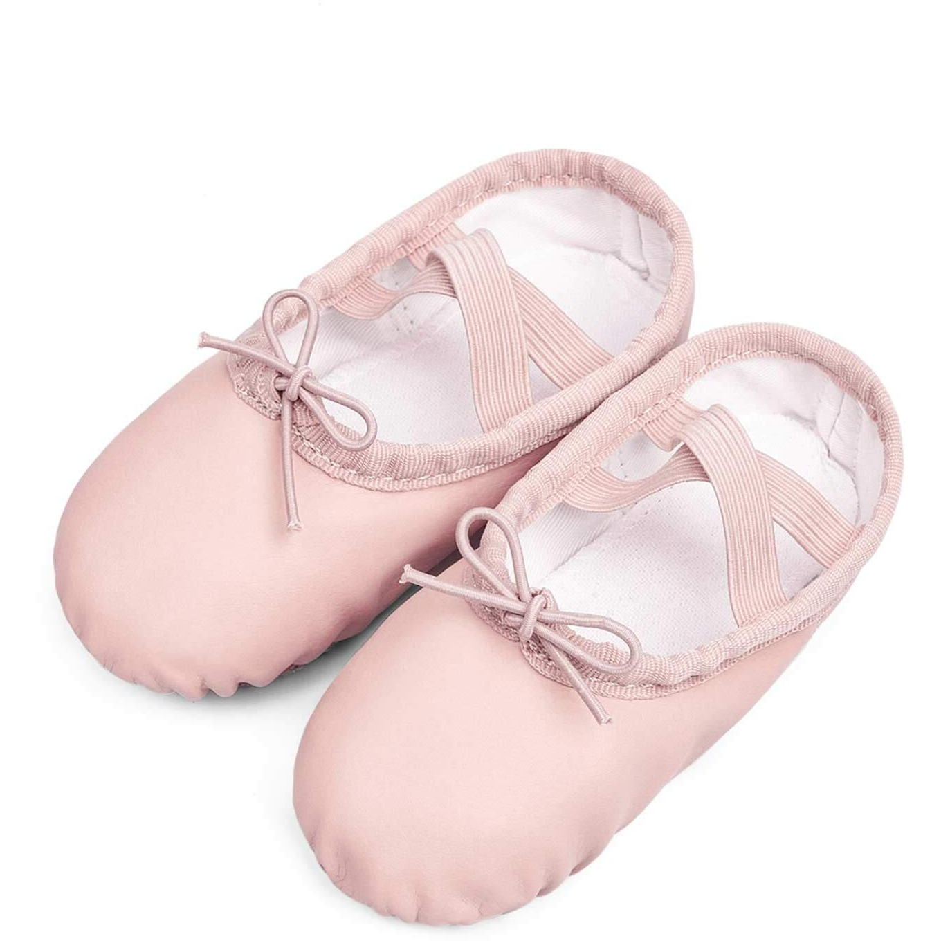 Stelle Girls Ballet Shoes Boys Toddler Soft Leather Dance Slippers For Toddler/Little Kid/Big Kid(Ballet Pink(With Lace), 12Ml)