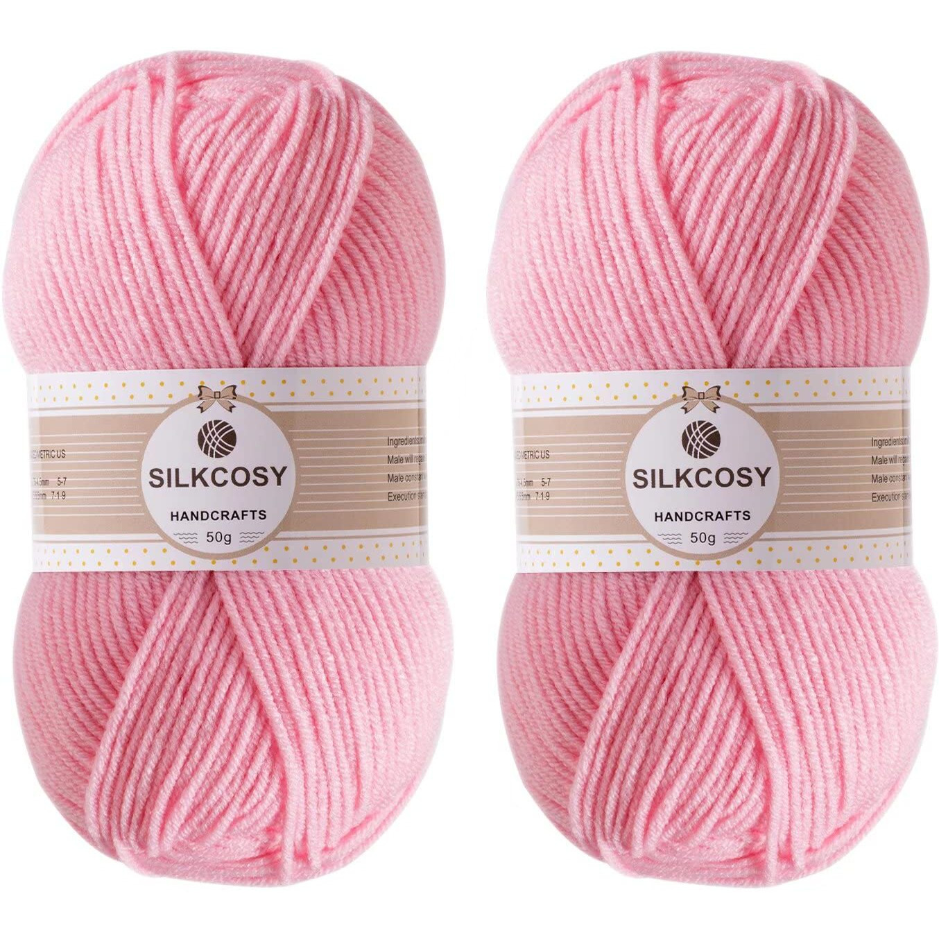 2 Pcs Crochet Yarn, Feels Soft 280 Yards Assorted Colors 4Ply Acrylic Yarn,Yarn For Crochet & Hand Knitting-Light Pink