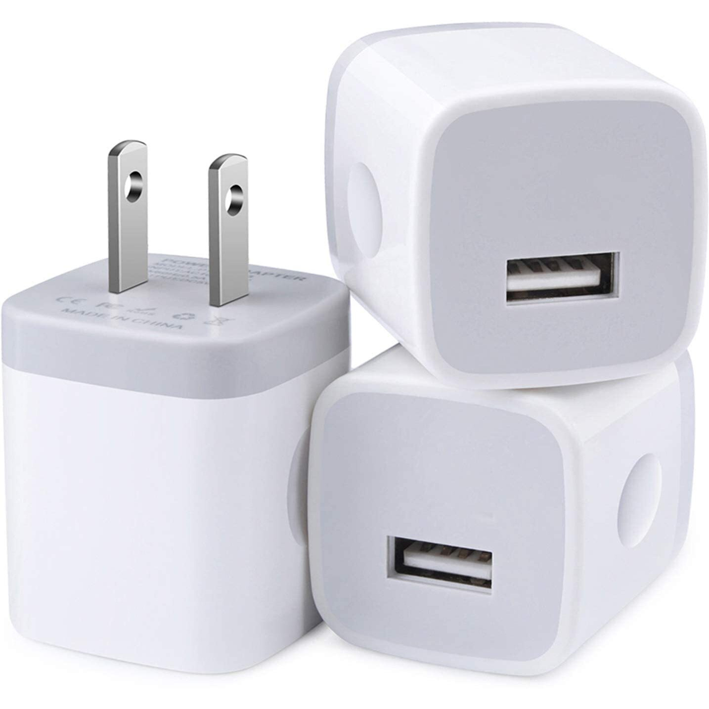 Usb Wall Charger, Charger Block, 3-Pack Charging Cube 1A/5V One-Port Charging Block Charger Box For Iphone 14 13 12 11 Pro Max, Se,Xr/Xs/X,8/7/6, Ipad, Samsung Galaxy S22 S21 A13,Note 20, Lg, Pixel 6