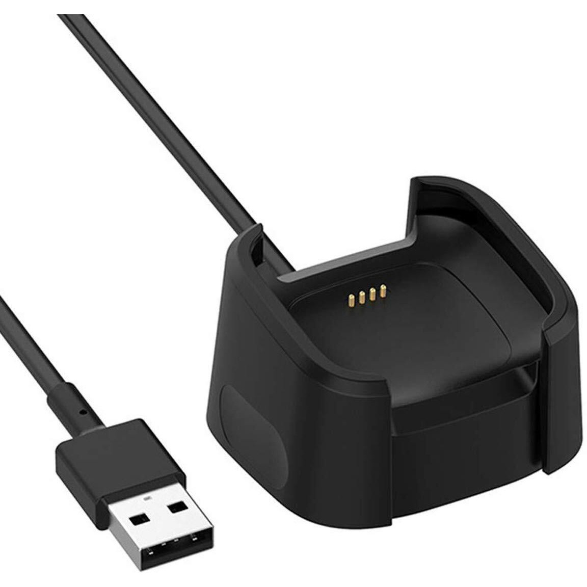Exmrat Compatible With Fitbit Versa 2 Charger, Replacement Usb Charging Dock Stand Cable For Versa 2 Smart Watch (Only For Versa 2), Black
