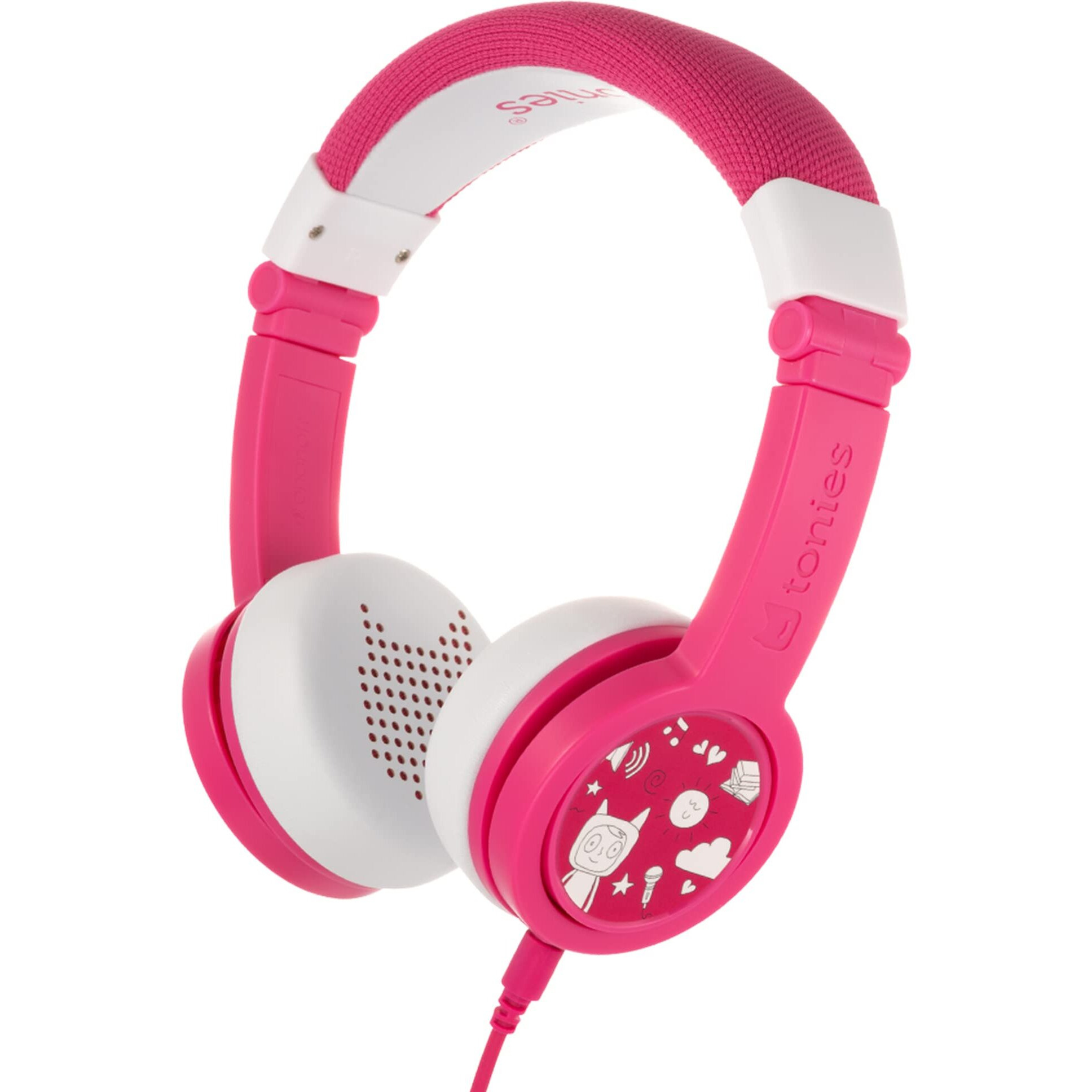 Tonies Foldable Wired Headphones For Kids - Comfortably Designed To Fit On-Ear - Works With Toniebox And All 35Mm Devices - Pink