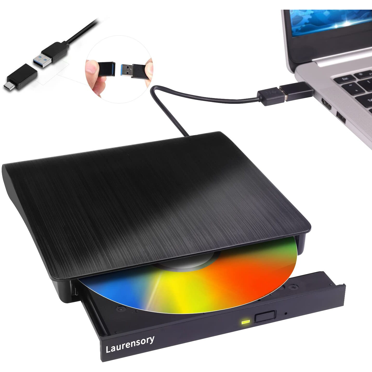 External Dvd Drive Usb 30 Type-C Usb C Portable Dvd Player For Laptop Cd Dvd +-Rw Disk Drive Cd Rom Burner Writer Cddvd Burner Reader Compatible With Laptop Desktop Windows Linux Os Apple Macbook