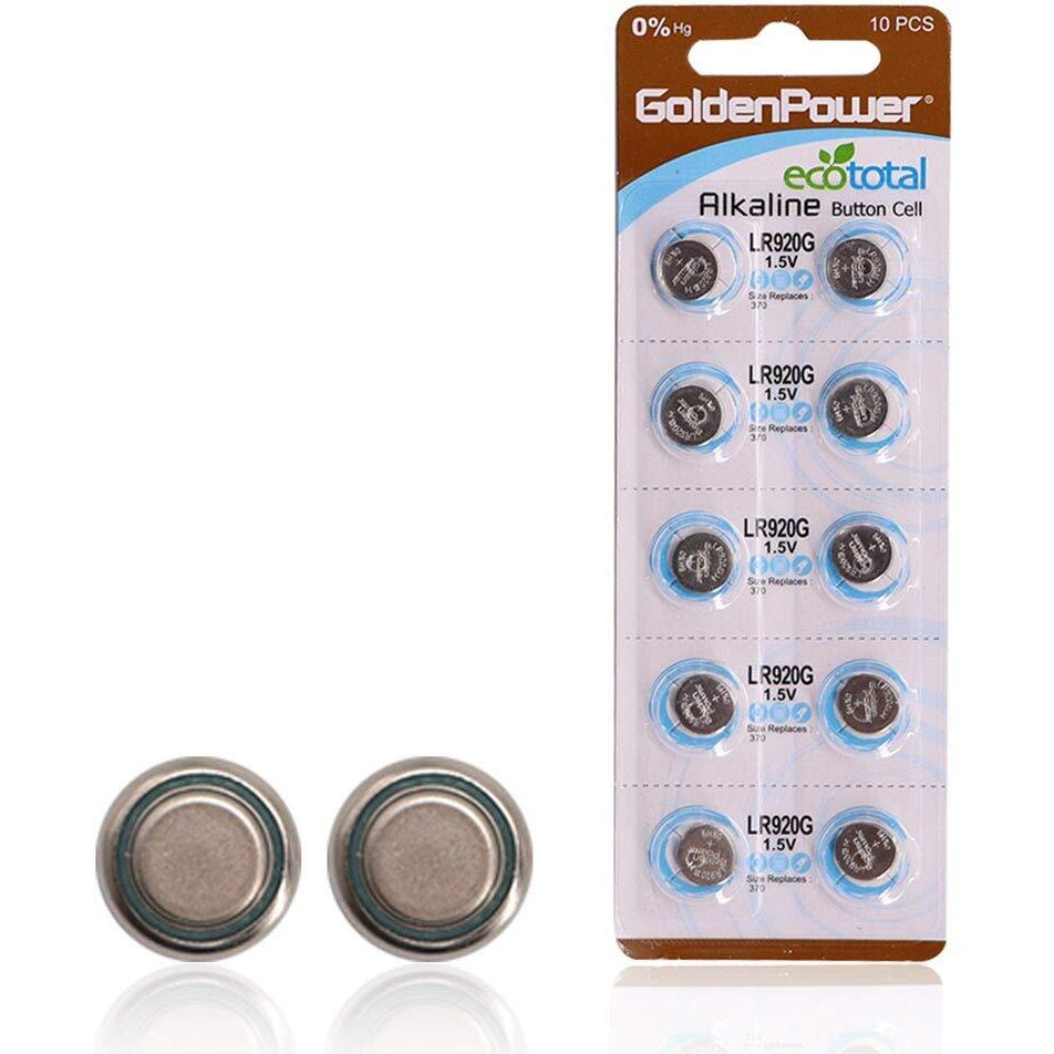 Golden Power Lr920Gh Alkaline Button Cell 15V Battery Hi-Pro Strongest Leak-Proof Performance,10 Count (Pack Of 1)