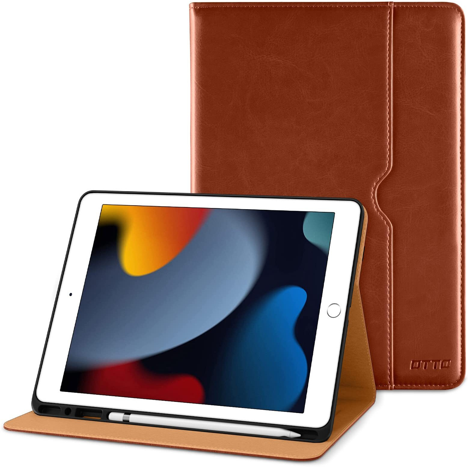 Dtto Ipad 9Th8Th7Th Generation 102 Inch Case 202120202019, Premium Leather Business Folio Stand Cover With Built-In Apple Pencil Holder - Auto Wakesleep And Multiple Viewing Angles, Dark Brown