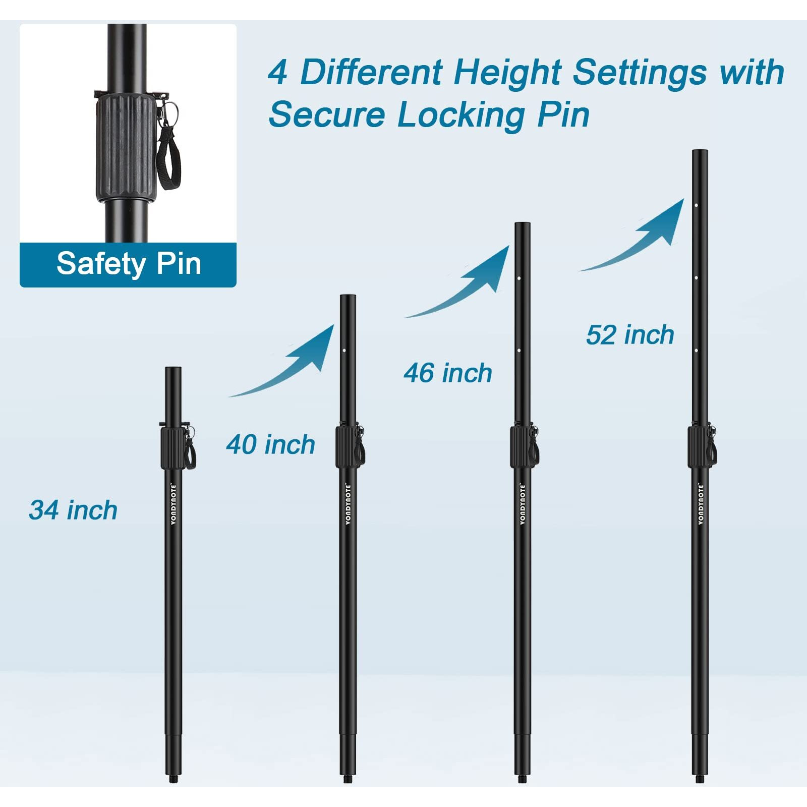 Vondynote Multi Speaker Pole For Subwoofer With Height Adjustment Fits M20 Threaded Mount And 35Mm Mount