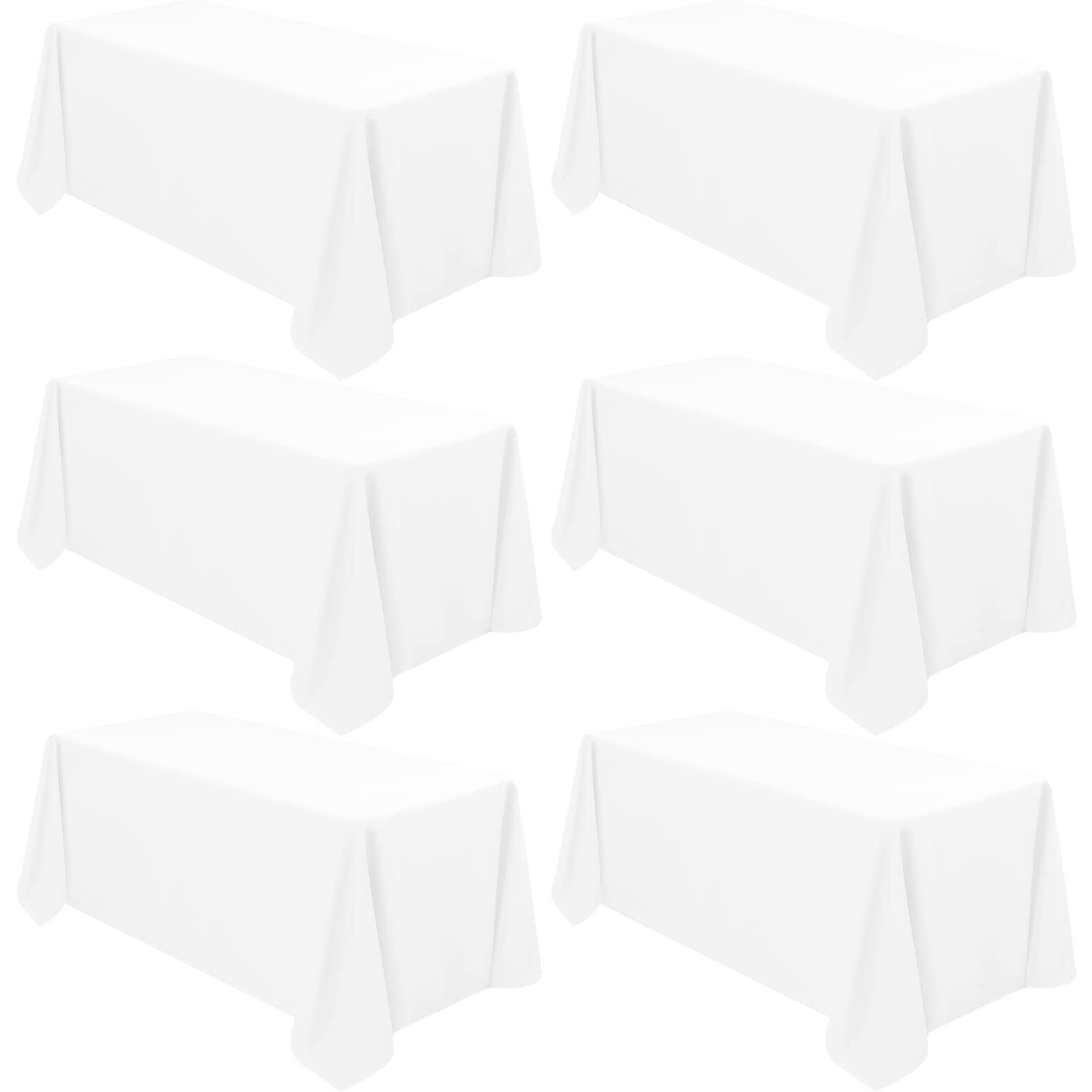 6 Pack Tablecloth 90 X 132 Inch Polyester Table Cloth For 6 Foot Rectangle Tables,Stain And Wrinkle Resistant Washable Fabric Table Covers Polyester White Table Clothes For Wedding,Party,Banquet