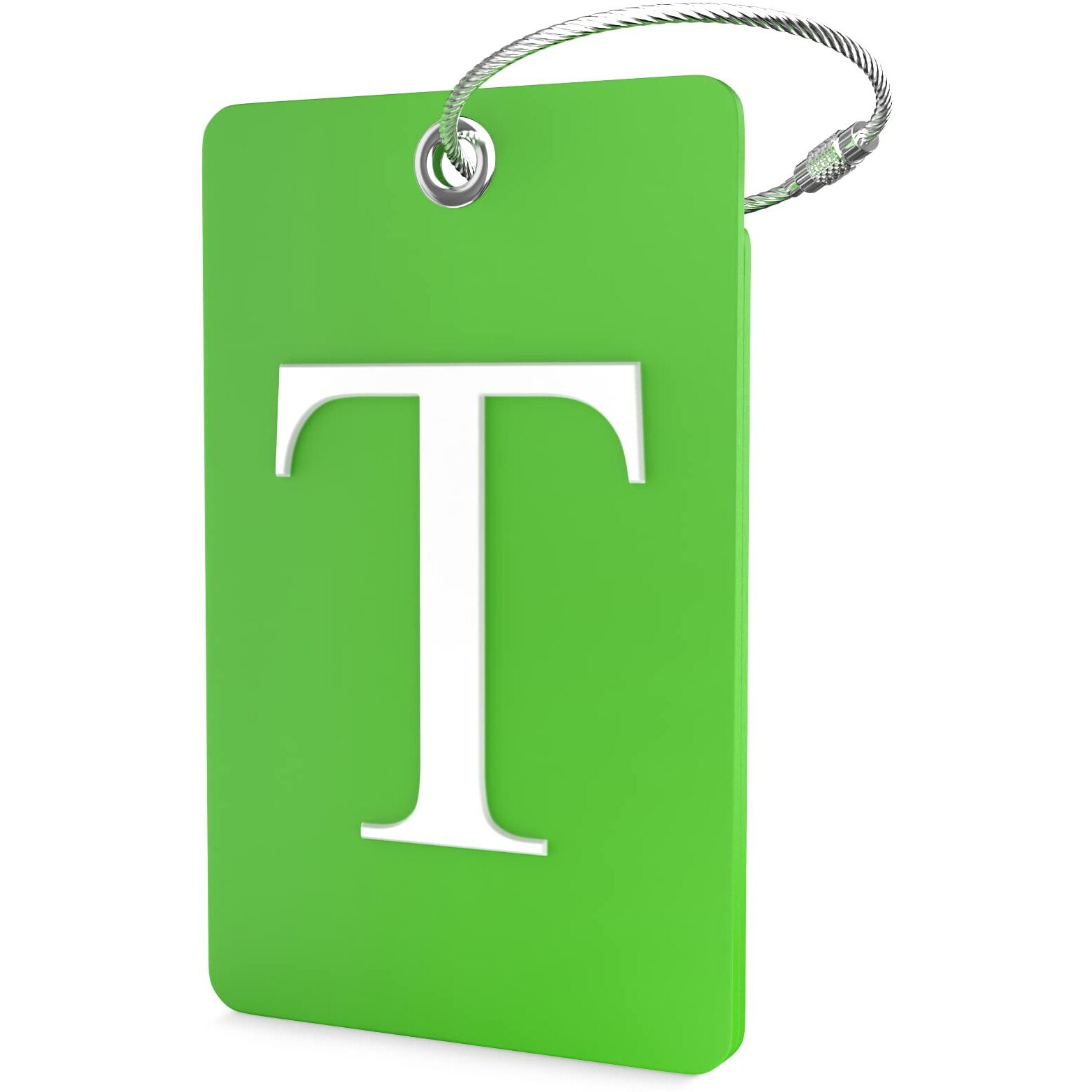 Luggage Tag Initial - Fully Bendable Tag Wstainless Steel Loop (Letter T)