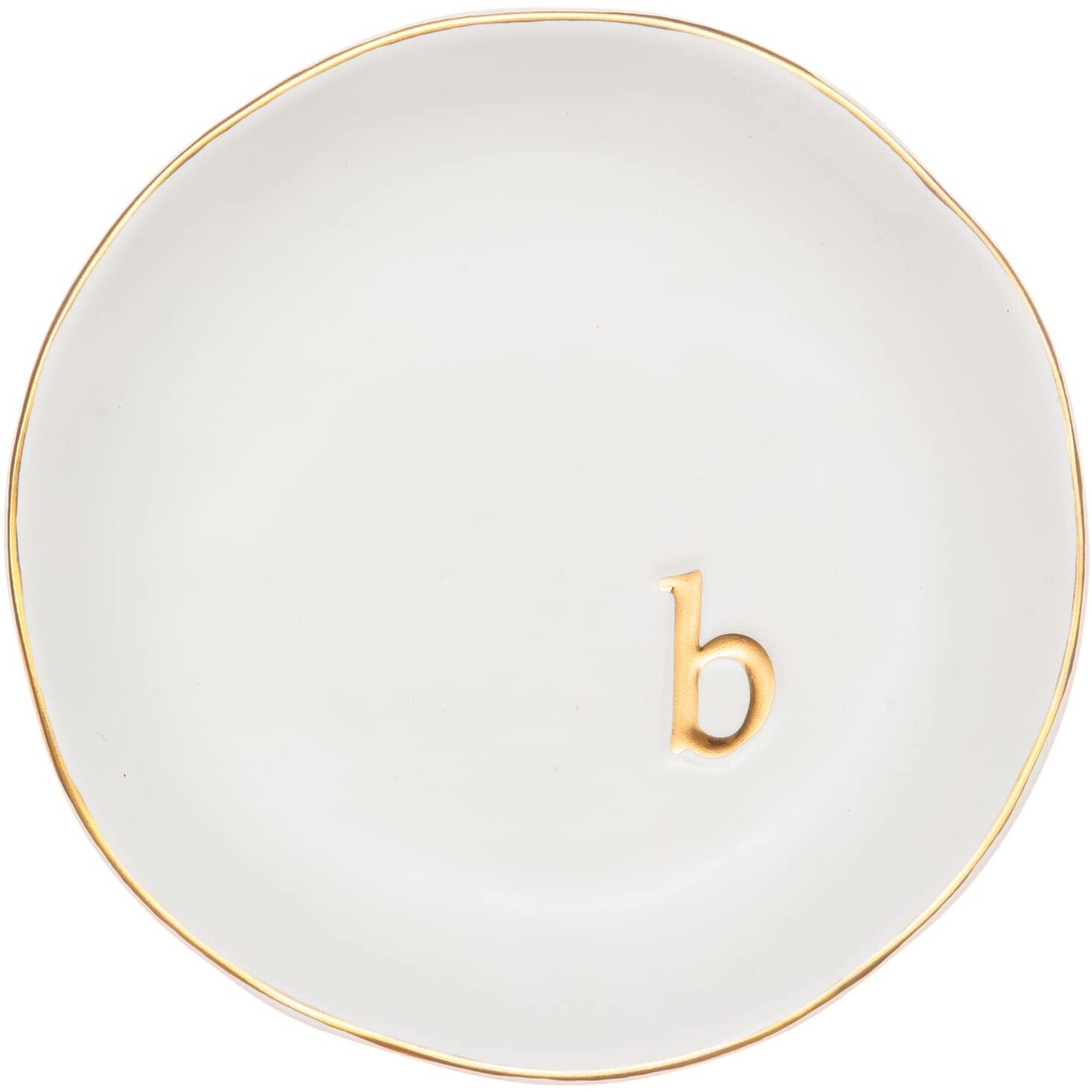 Collective Home - Ceramic Jewelry Tray, Decorative Trinket Dish For Rings Earrings Necklaces Bracelet Watch Keys, Birthday Mother's Day For Women, 4.75", White Surface (B)