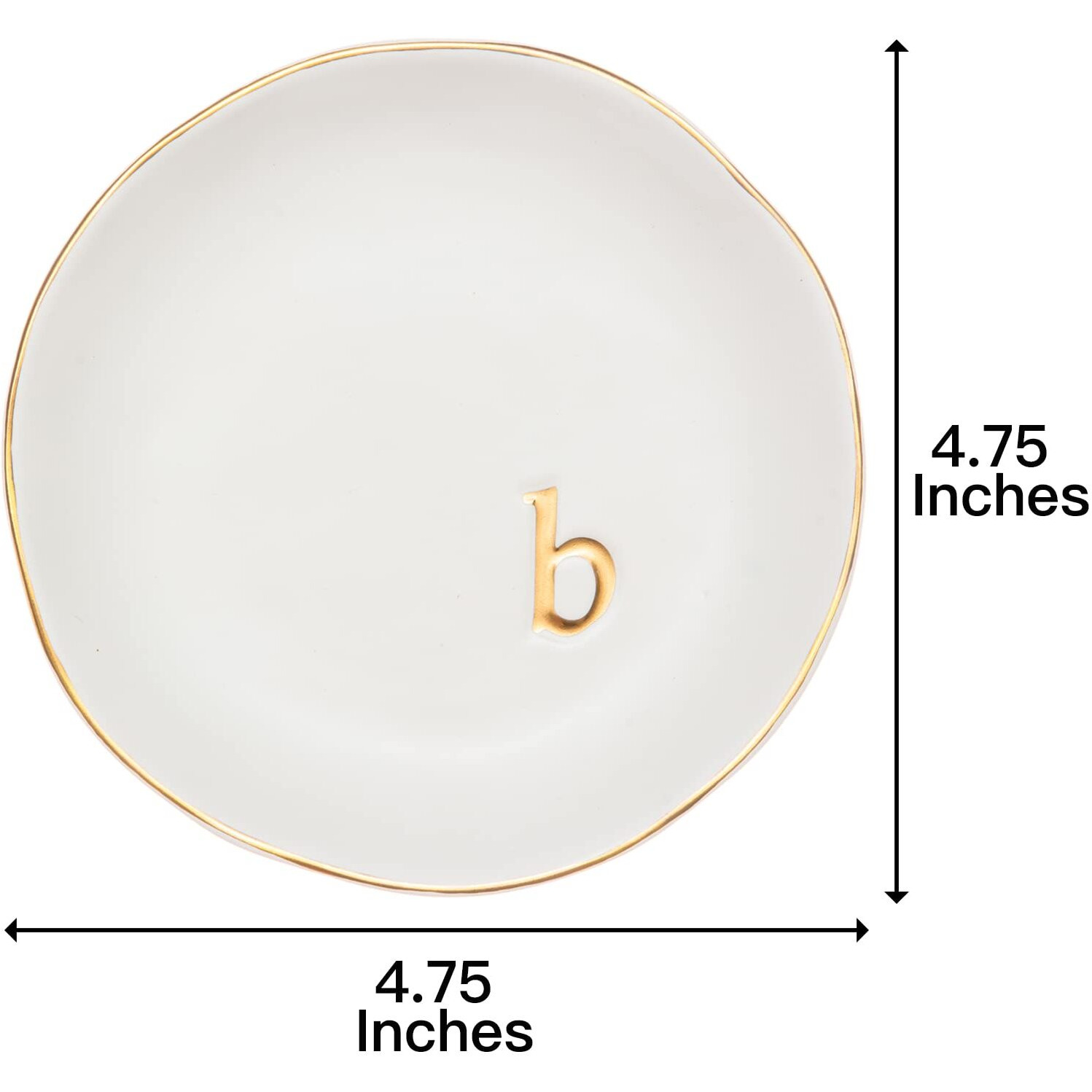 Collective Home - Ceramic Jewelry Tray, Decorative Trinket Dish For Rings Earrings Necklaces Bracelet Watch Keys, Birthday Mother's Day For Women, 4.75", White Surface (B)