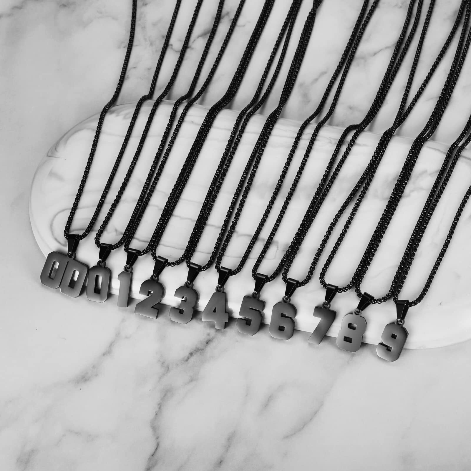 Number Necklace For Boy Black Athletes Number Stainless Steel Chain 00-99 Number Charm Pendant Personalized Sports Jewelry For Men Basketball Baseball Football(63) Over 18 Years Old