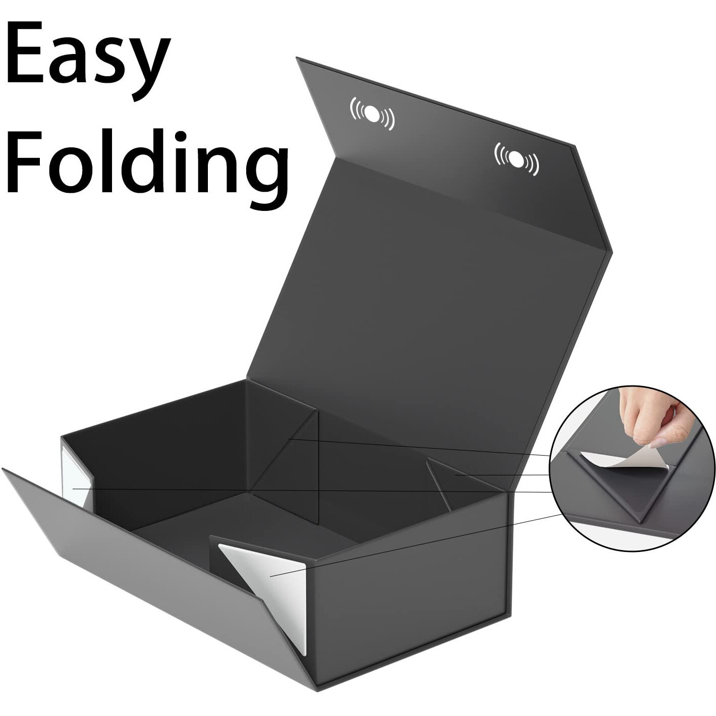 Ryddoy 5 Pack Black Gift Box, 9.5X6X3'' Gift Boxes For Presents With Lids Magnetic Closure Rectangle Collapsible For Groomsman Proposal Box, Wedding, Christmas, Halloween, Birthday Gift Packging