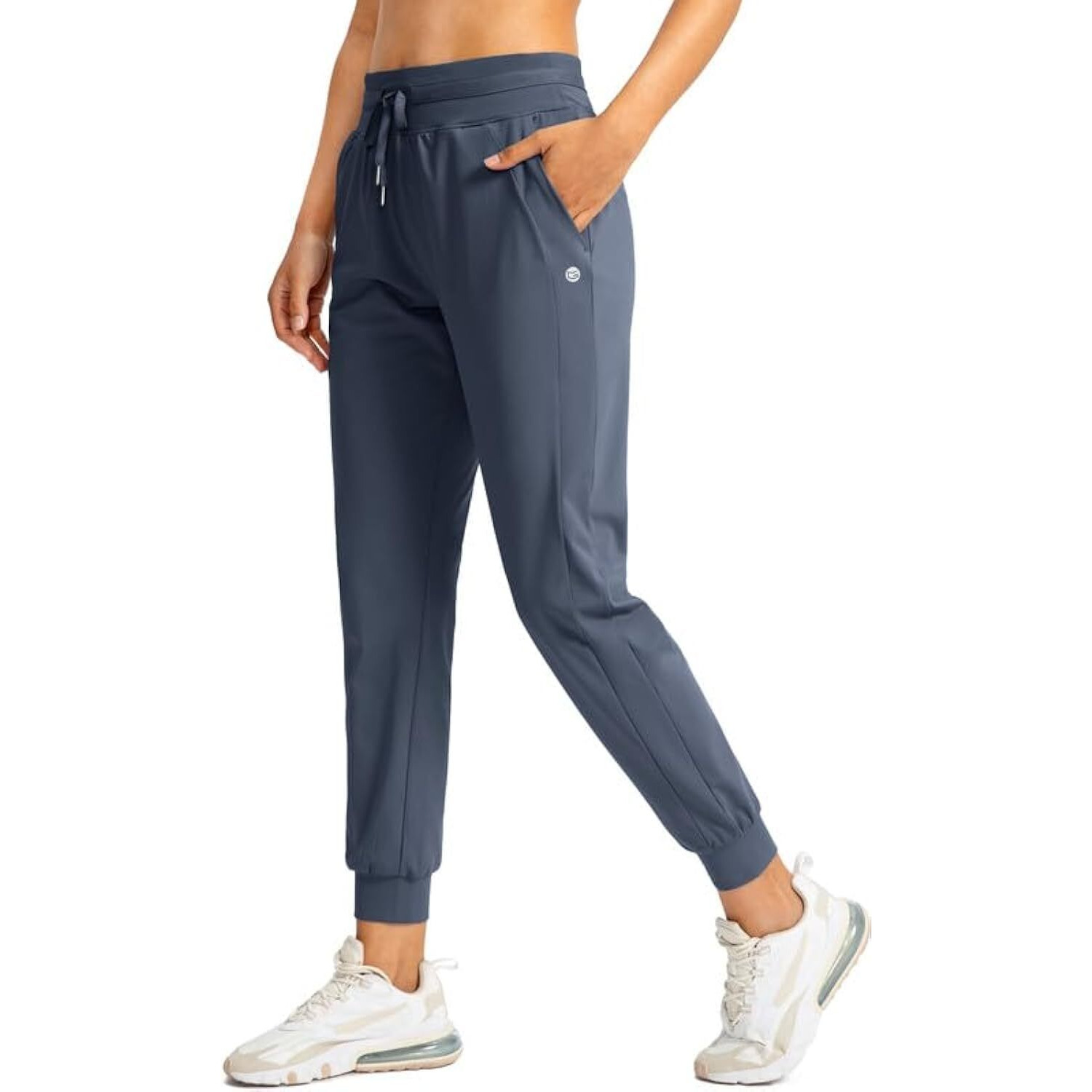 G Gradual Women's Joggers Pants With Zipper Pockets High Waisted Athletic Tapered Sweatpants For Women Workout Lounge (Dusty Blue, Large)