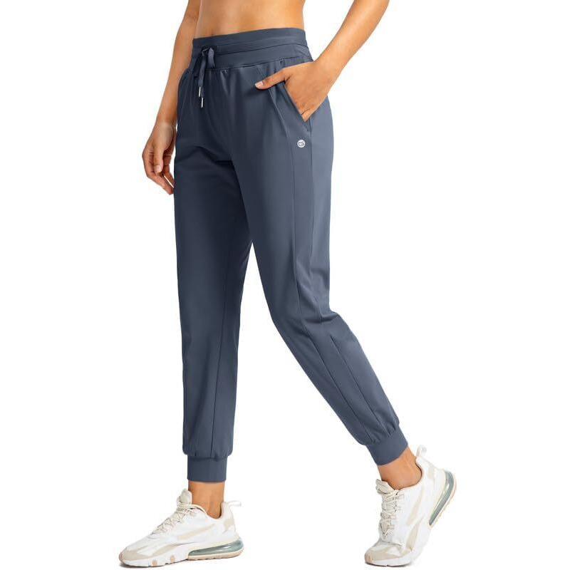 G Gradual Women's Joggers Pants With Zipper Pockets High Waisted Athletic Tapered Sweatpants For Women Workout Lounge (Dusty Blue, Large)