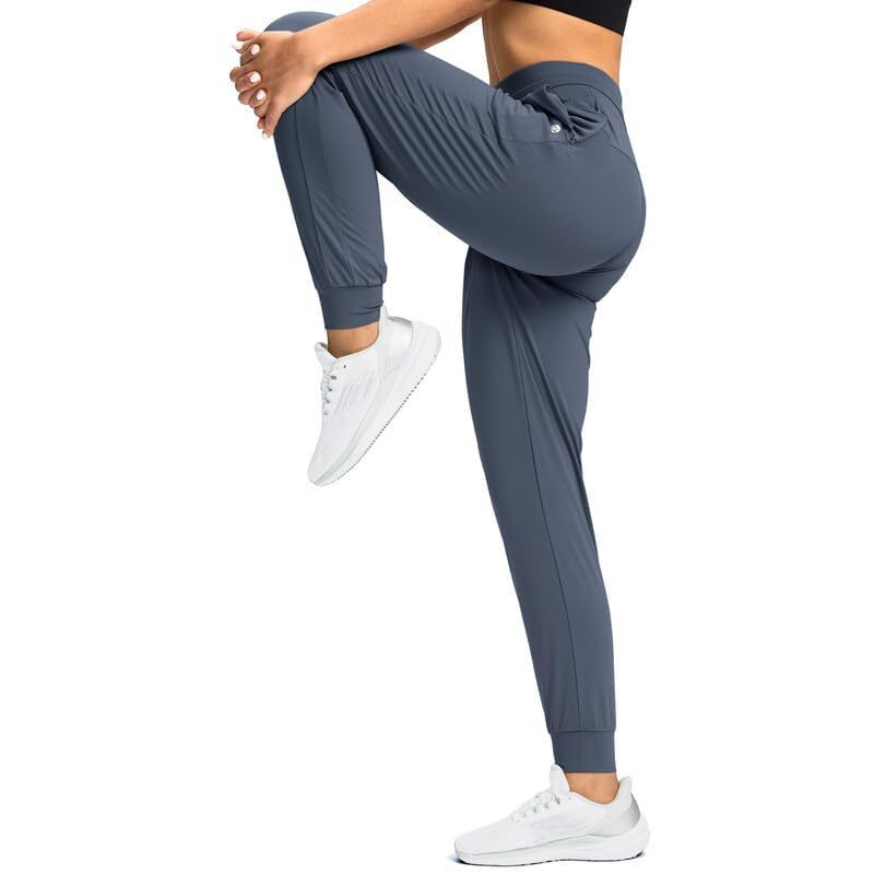 G Gradual Women's Joggers Pants With Zipper Pockets High Waisted Athletic Tapered Sweatpants For Women Workout Lounge (Dusty Blue, Large)