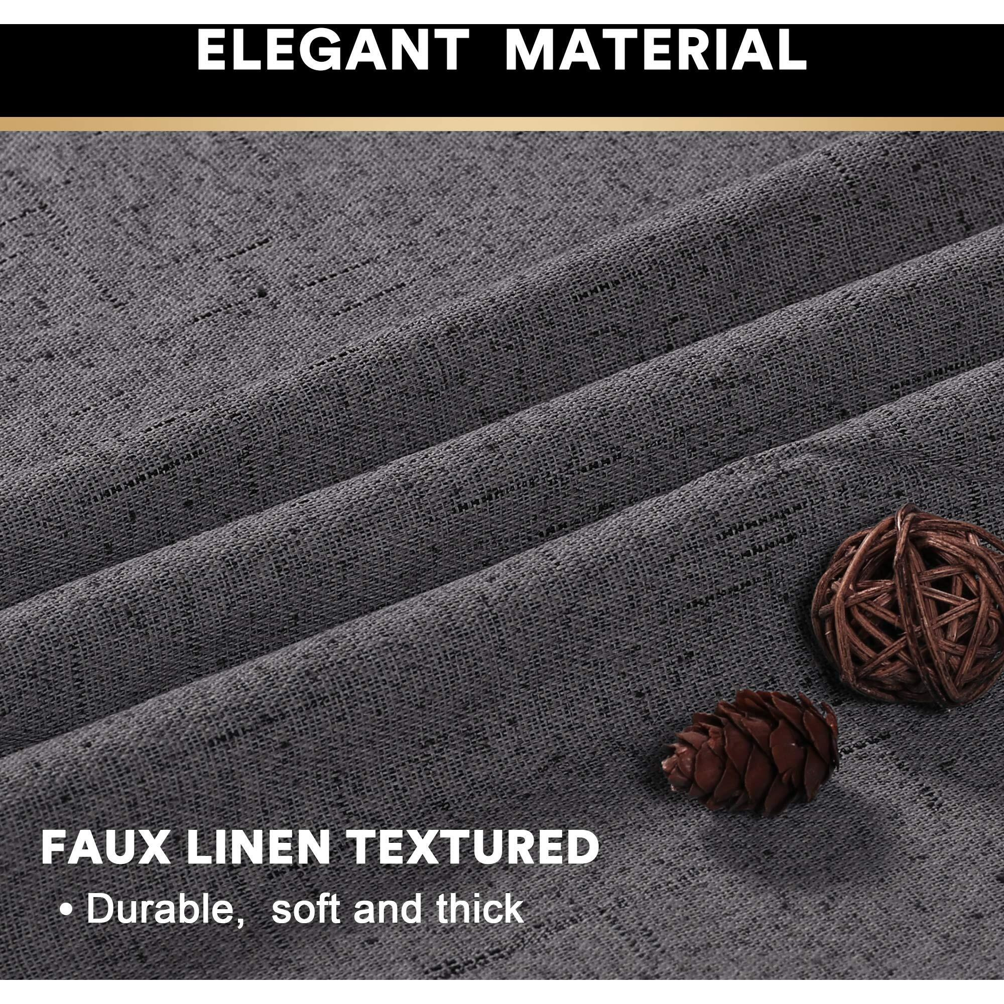 100% Blackout Linen Look Patio Door Curtain 84 Inches Long Extra Wide Thermal Insulated Grommet Curtain Drapes For Living Room / Sliding Glass Door, Primitive Winow Treatment Decoration, Grey