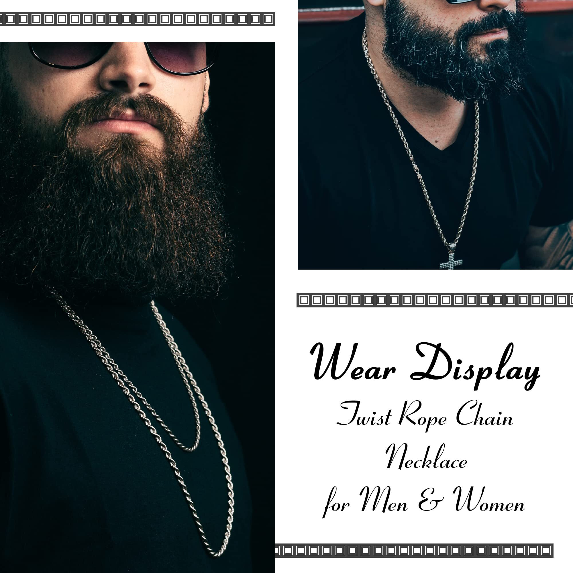 Holyfast Twist Chain Necklace - Stainless Steel Rope Jewelry For Men & Women