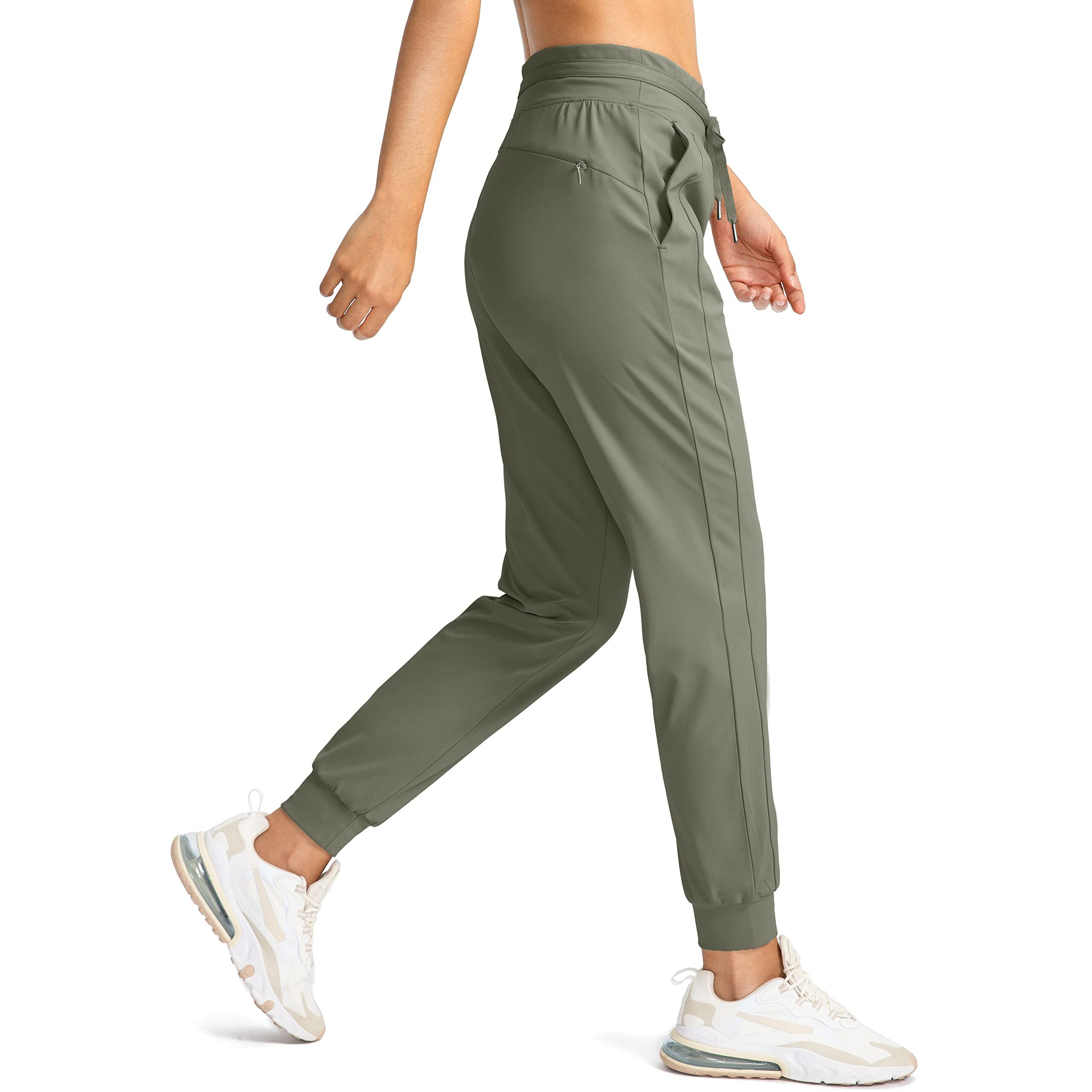 G Gradual Women's Joggers Pants With Zipper Pockets High Waisted Athletic Tapered Sweatpants For Women Workout Lounge (Sage Green, Small)