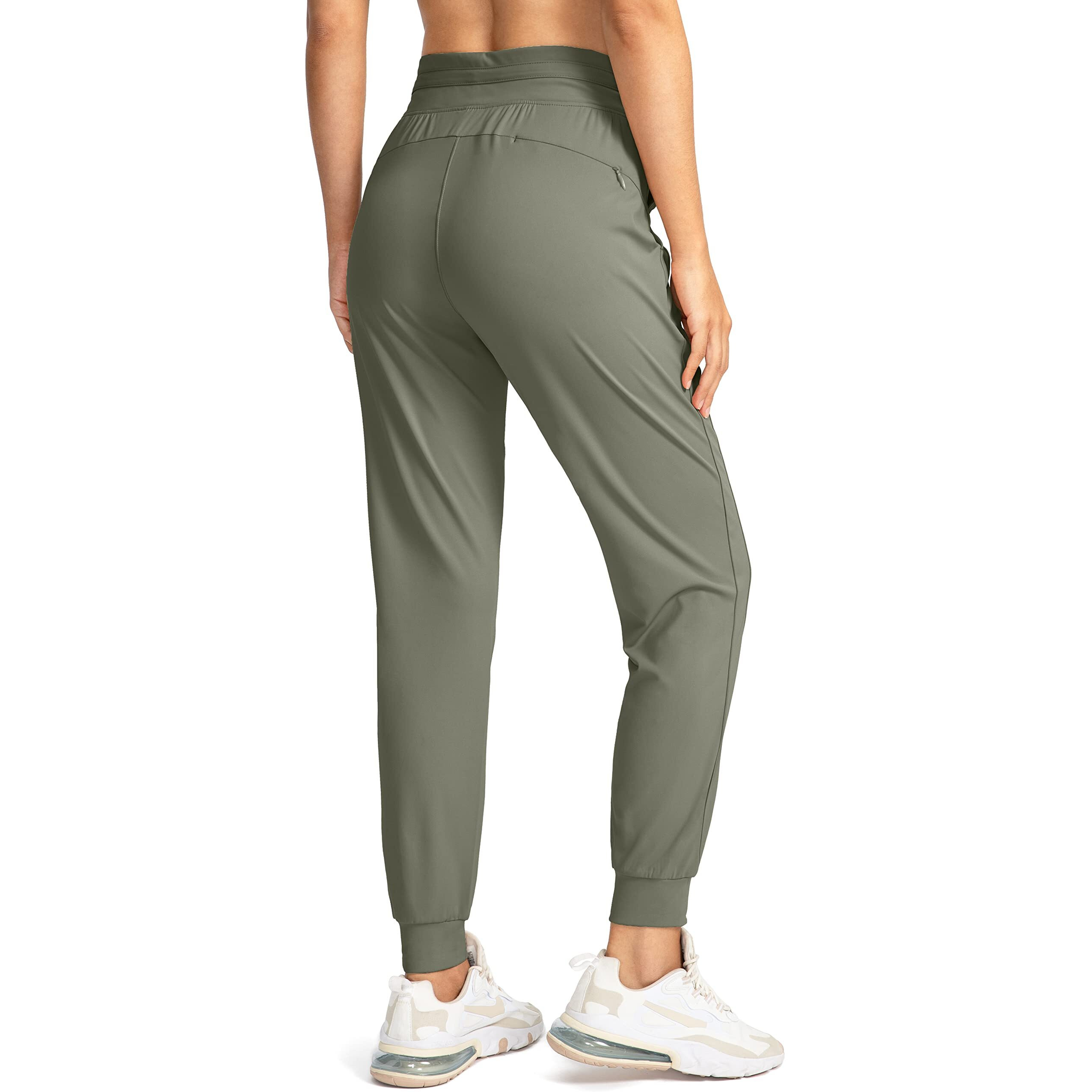G Gradual Women's Joggers Pants With Zipper Pockets High Waisted Athletic Tapered Sweatpants For Women Workout Lounge (Sage Green, Small)