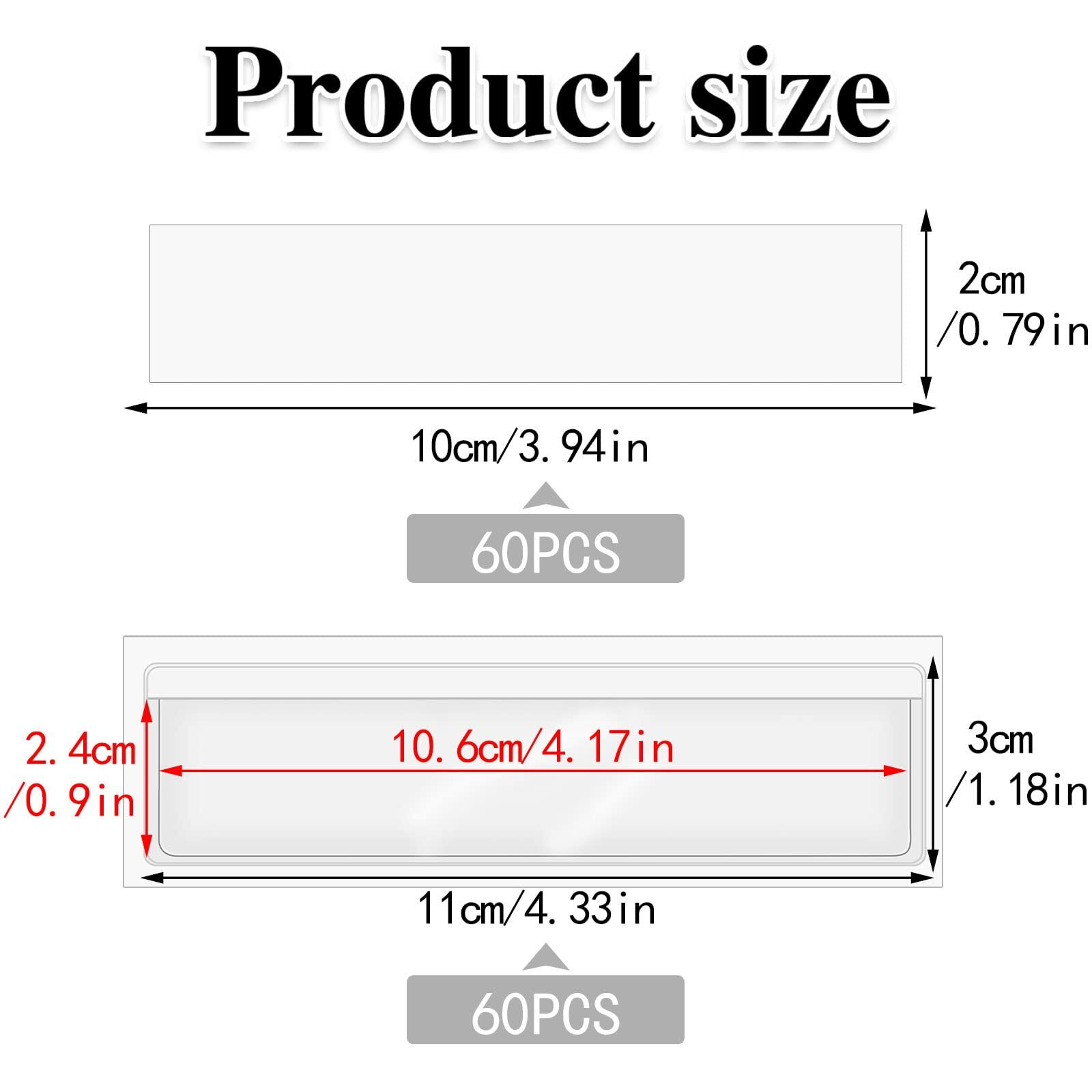 60 Pack 1.2" X 4.3" Self Adhesive Label Holders With 60Pcs Paper Label Inserts, Shelf Tag Label Holder Clear Pockets For Bookshelf Mailbox Shelves Storage Bins
