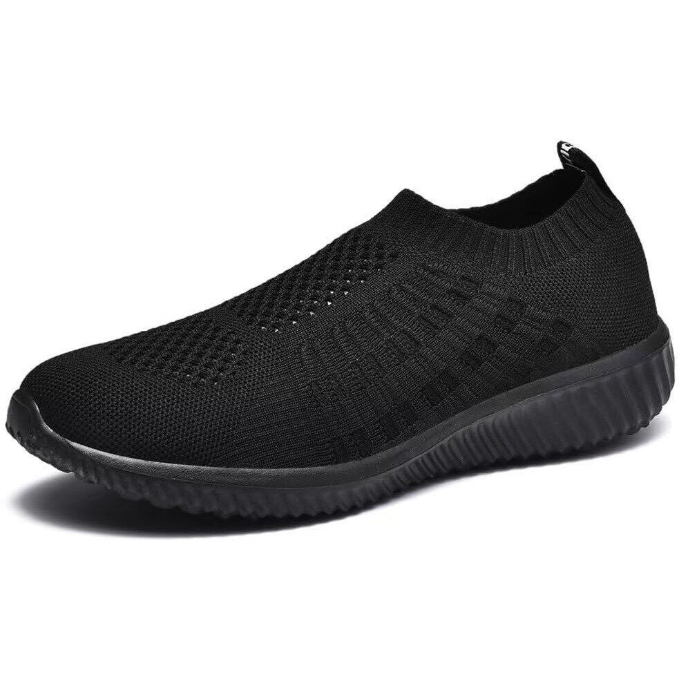 Tiosebon Women's Athletic Walking Shoes Slip On Casual Mesh Sneakers Black/Black 6.5 Us Wide