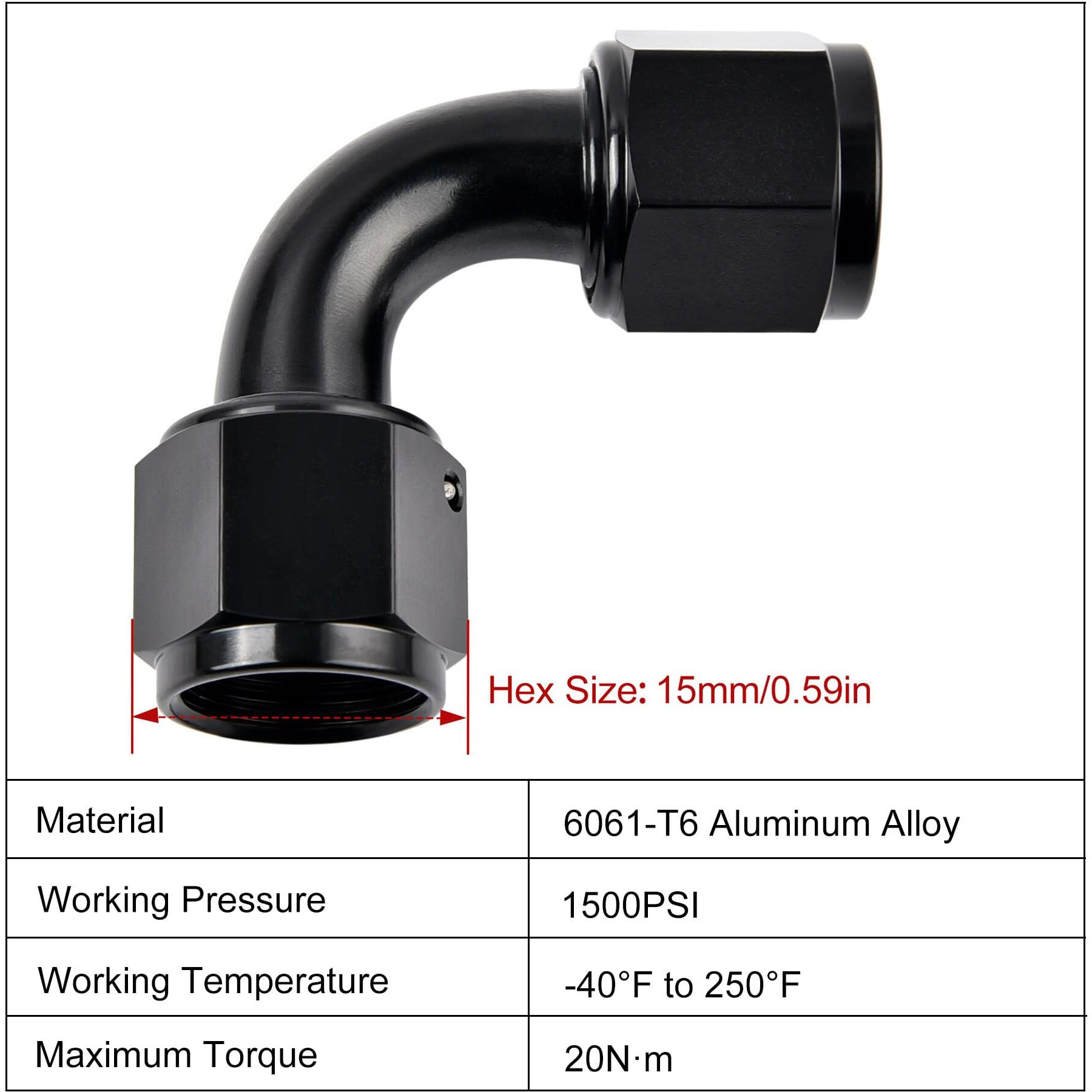 Evil Energy 4An Female To 4An Female 90 Degree Swivel Coupler Union Fitting Adapter Aluminum Black