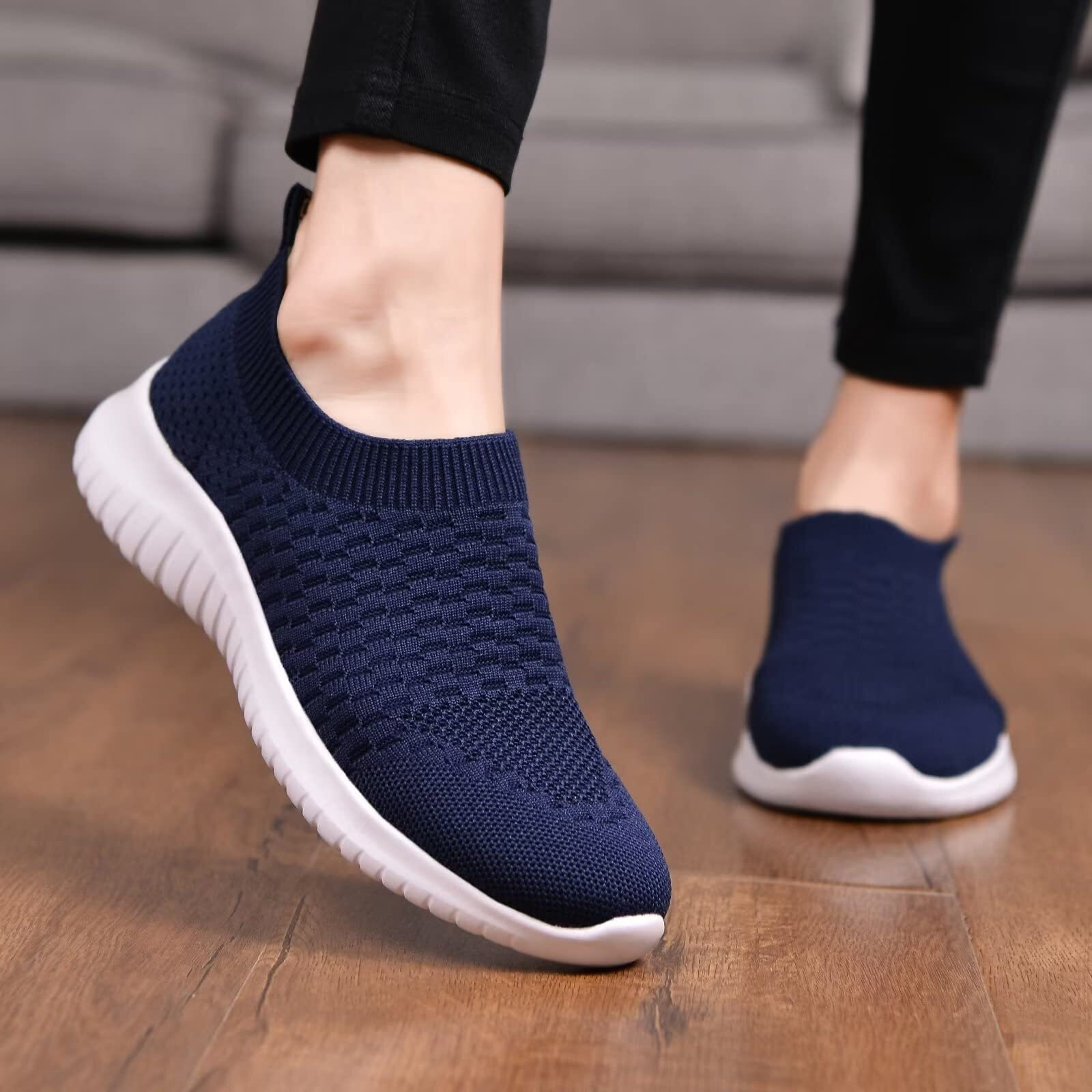 Tiosebon Women's Walking Shoes Lightweight Breathable Yoga Travel Sneakers 5 Us Navy