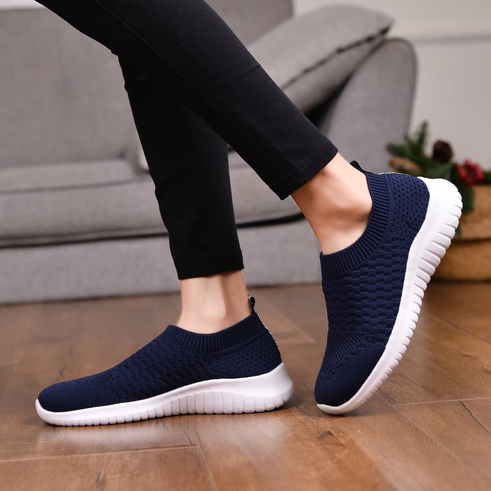 Tiosebon Women's Walking Shoes Lightweight Breathable Yoga Travel Sneakers 5 Us Navy