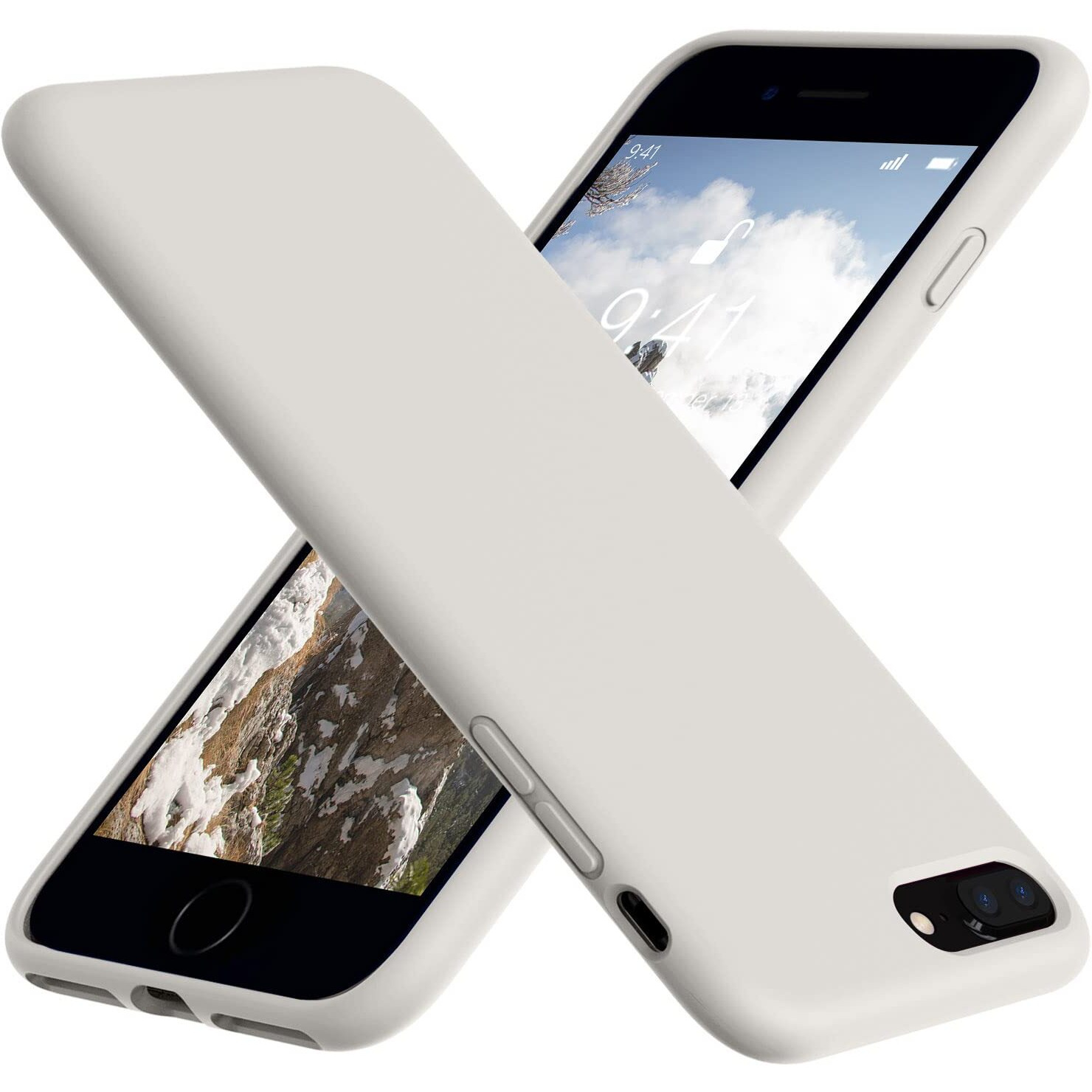 Vooii For Iphone 8 Plus Case, Iphone 7 Plus Case, Soft Silicone Gel Rubber Bumper Case Microfiber Lining Hard Shell Shockproof Full-Body Protective Case Cover For Iphone 7 Plus /8 Plus - Stone