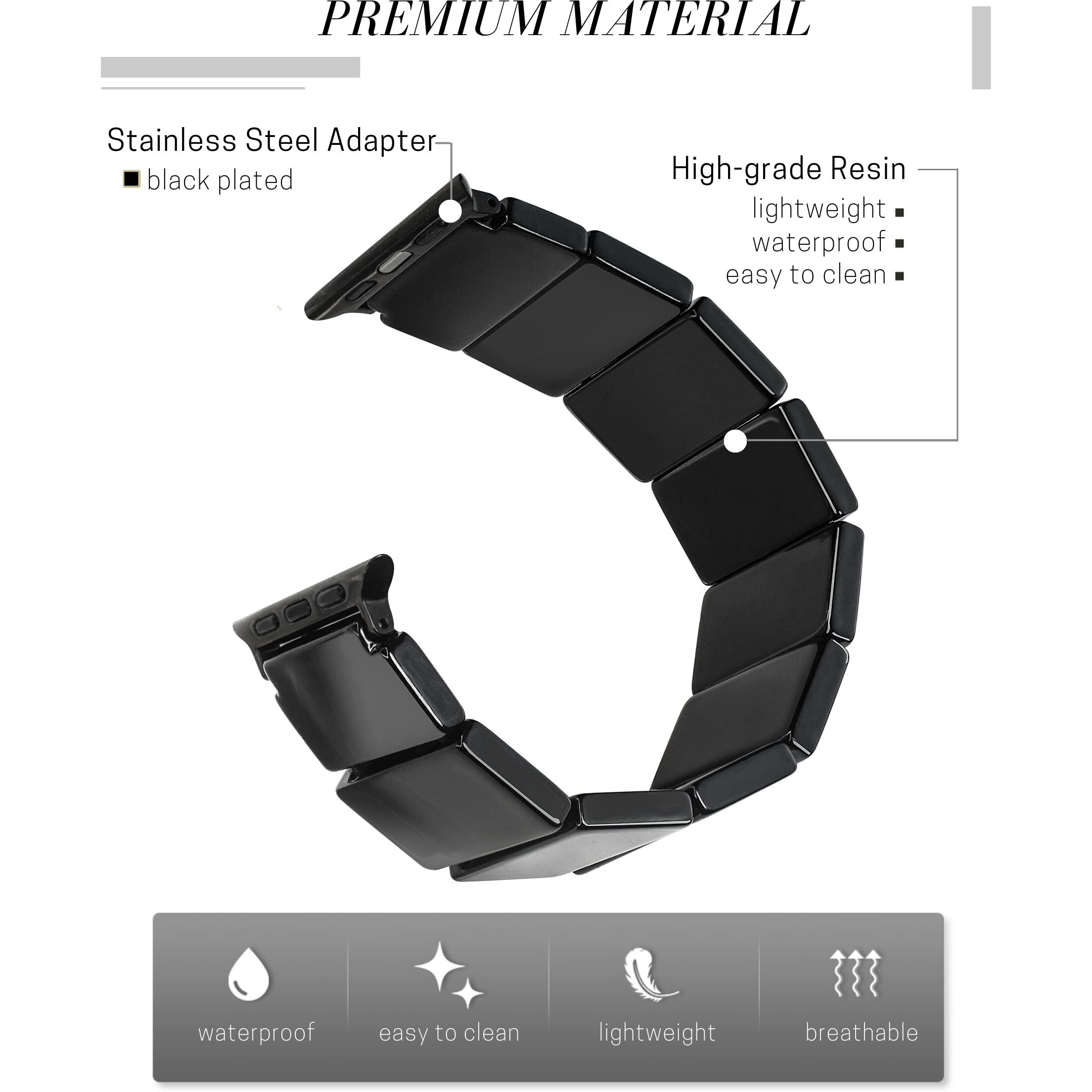 Heesch Compatiable With Apple Watch Band 40,38Mm For Men Black Stretchy Wristband For Apple Watch Series 7 Strap Women Link Bracelet For Iwatch Se,3,6