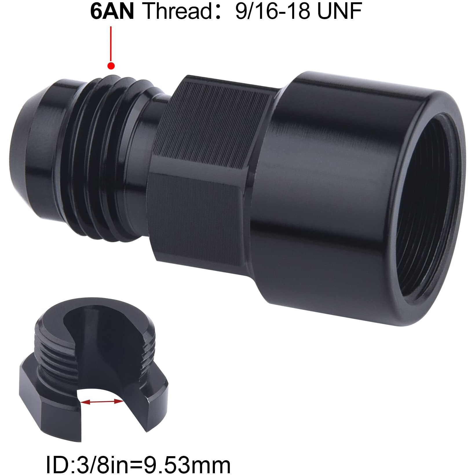 Evil Energy 6An Male To 3/8" Quick-Disconnect Female Efi Fuel Rail Fitting Aluminum 2Pcs