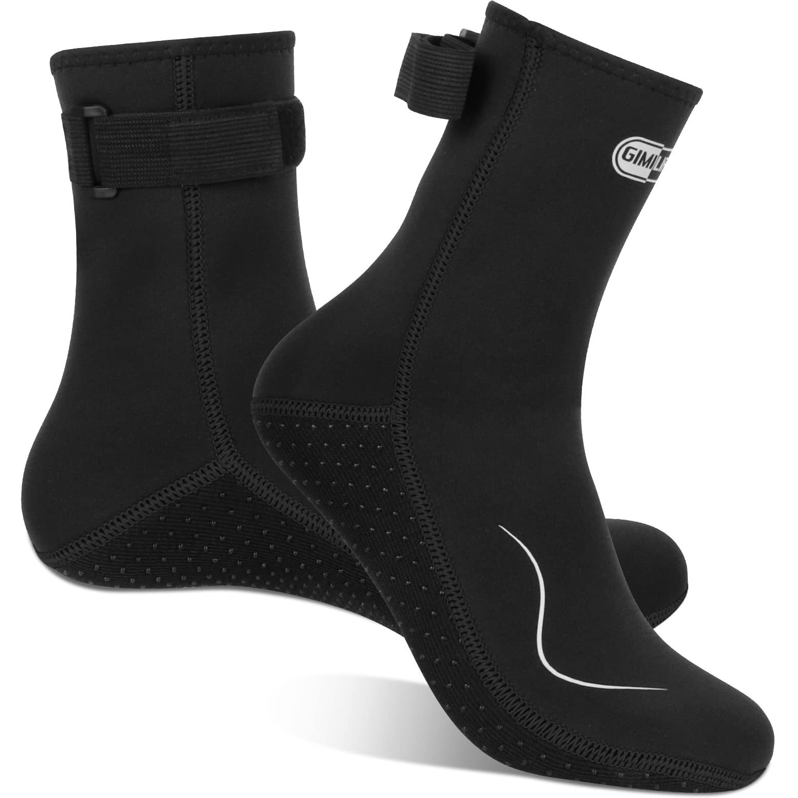 Gimilife Neoprene Socks 3Mm Water Socks For Women Men, Waterproof Diving Wetsuit Socks Sand Socks For Beach Volleyball Snorkeling Surfing Kayaking Swimming Water Sports (High Cut/Black-Black, L)
