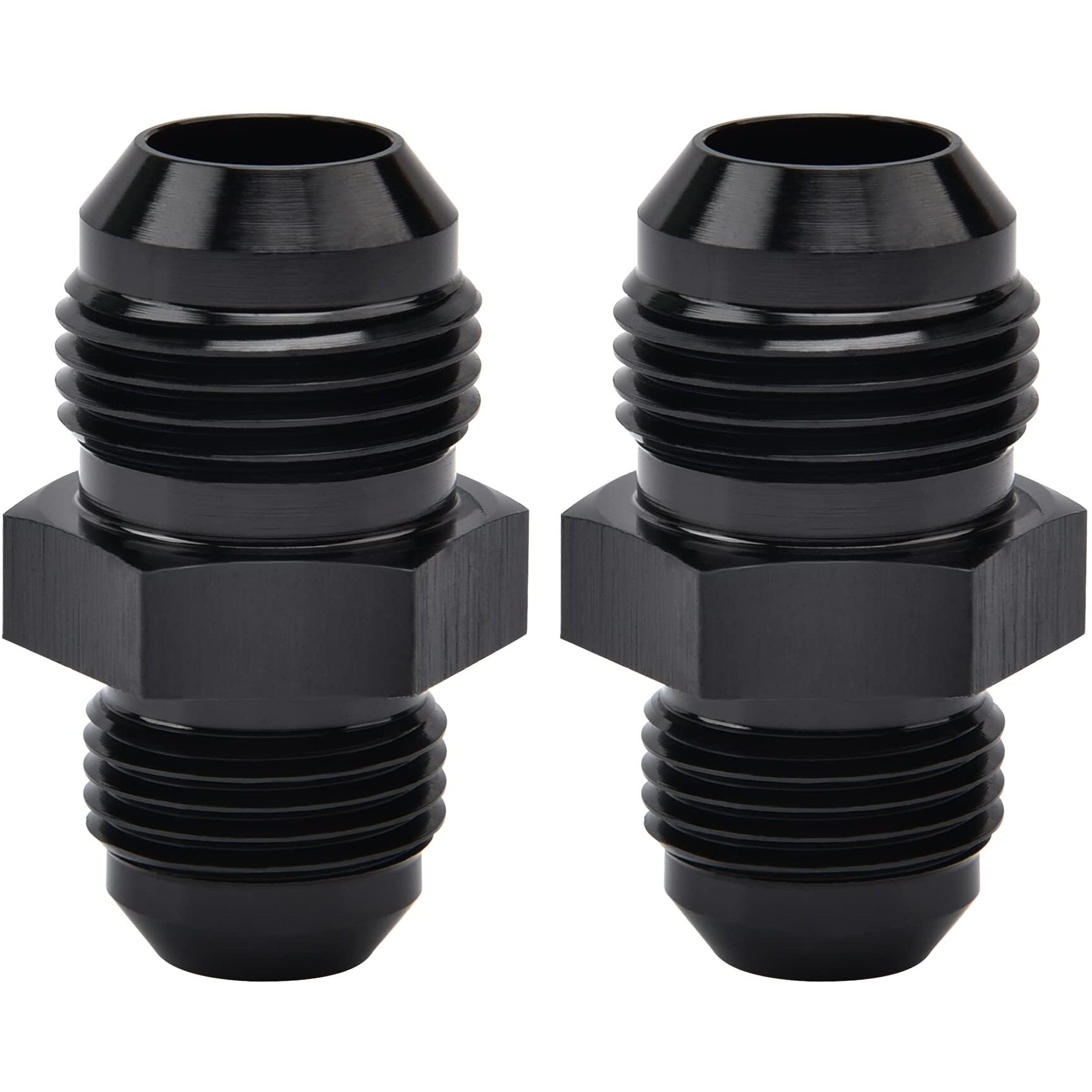 Evil Energy 10An Male To An8 Male Flare Reducer Coupler Union Straight Adapter Fitting Black 2Pcs