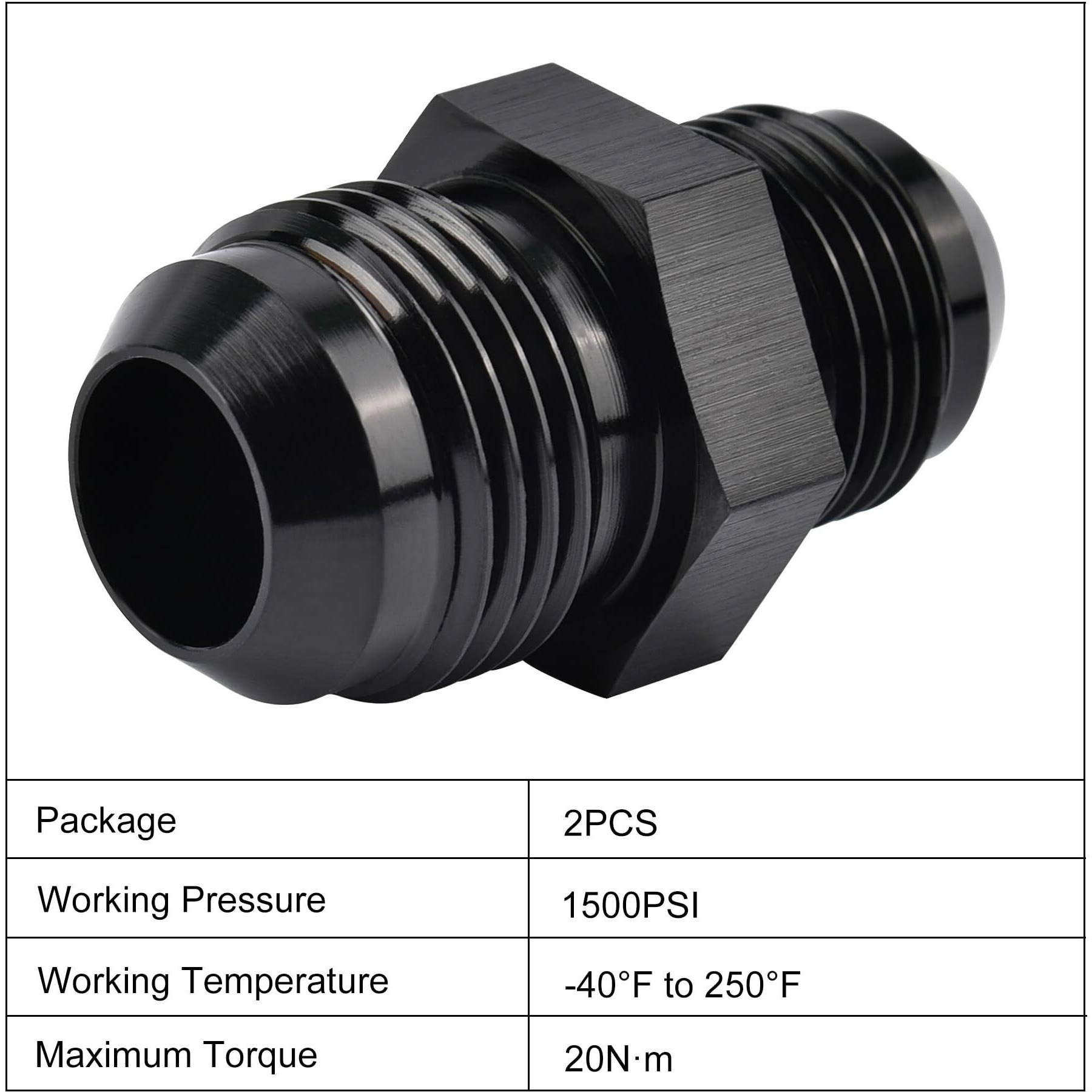 Evil Energy 10An Male To An8 Male Flare Reducer Coupler Union Straight Adapter Fitting Black 2Pcs