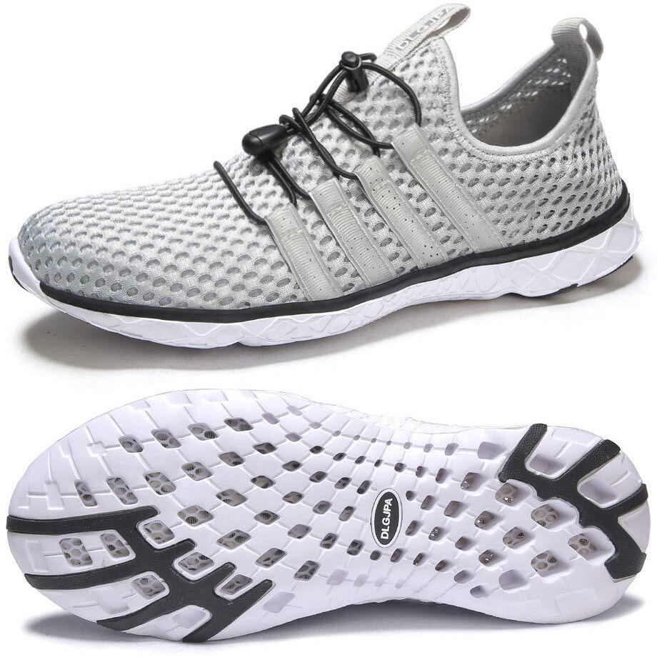 Dlgjpa Men's Lightweight Quick Drying Water Shoes For Beach Or Water Sports Slip On Walking Shoes Lightgrey 12
