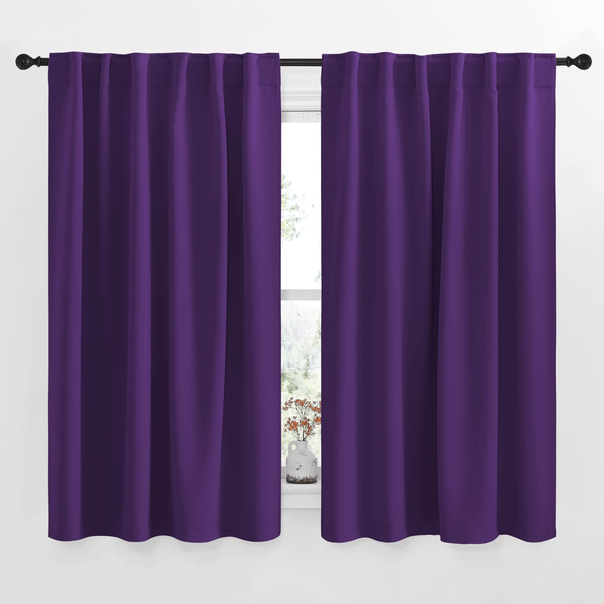 Nicetown Kitchen Blackout Draperies Curtains For Window - (Royal Purple) 52 By 63 Inches, Set Of 2 Panels, Energy Saving Rod Pocket/Back Tab Blackout Drapes