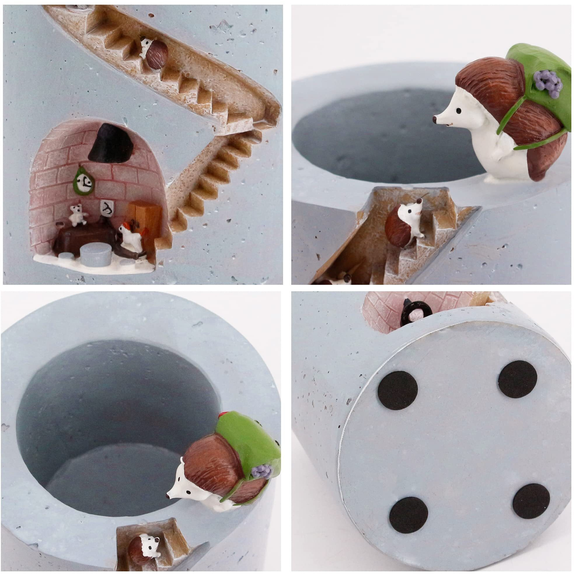 Segreto Creative Plants Flower Pots Brush Pots Ornaments For Succulent Plants Pot Decorated Desk,Garden,Living Room With Sweet Hedgehog Family La Moriposa Store