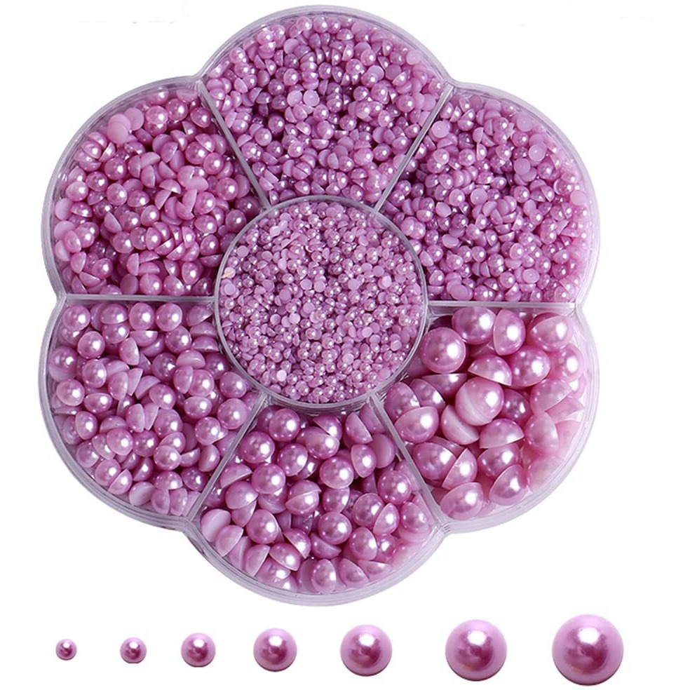 5700 Pcs Light Purple Half Pearls For Crafts,Nail Pearls For Nails Art For Crafting Diy Accessory,Flatback Pearls Gems For Makeup,Neatly Organized Craft Pearls For Artists Creative (2/3/4/5/6/8/10Mm)