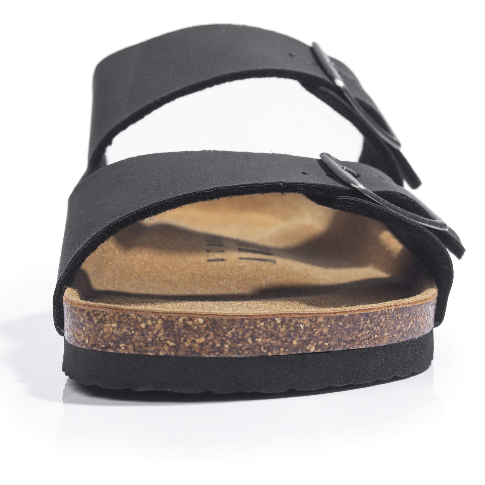 Fitory Mens Sandals, Arch Support Slides With Adjustable Buckle Straps And Cork Footbed Black Size 13