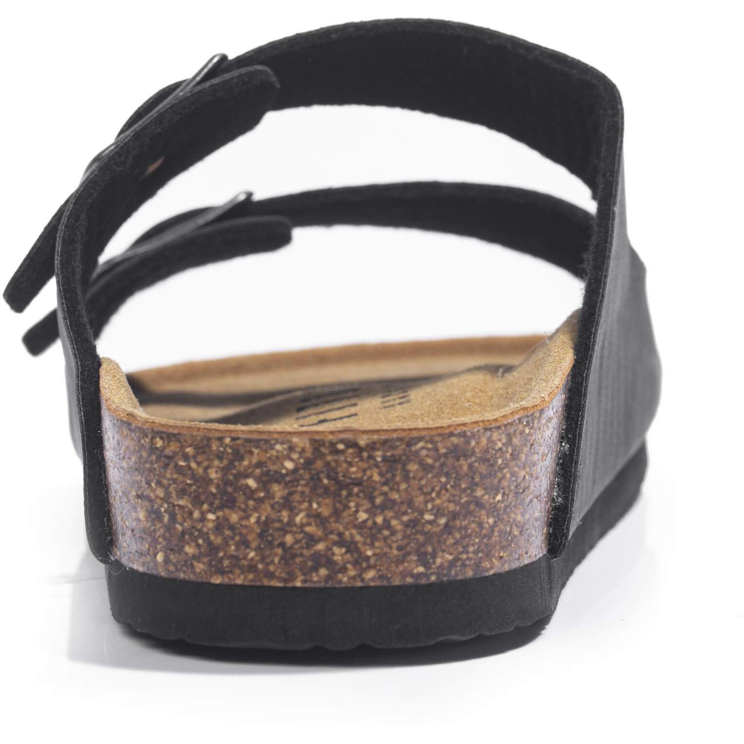 Fitory Mens Sandals, Arch Support Slides With Adjustable Buckle Straps And Cork Footbed Black Size 13